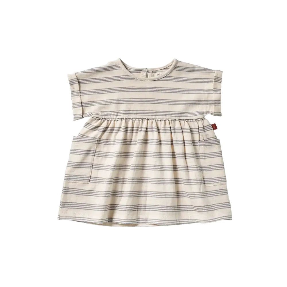 Organic Dress - Mist Stripe