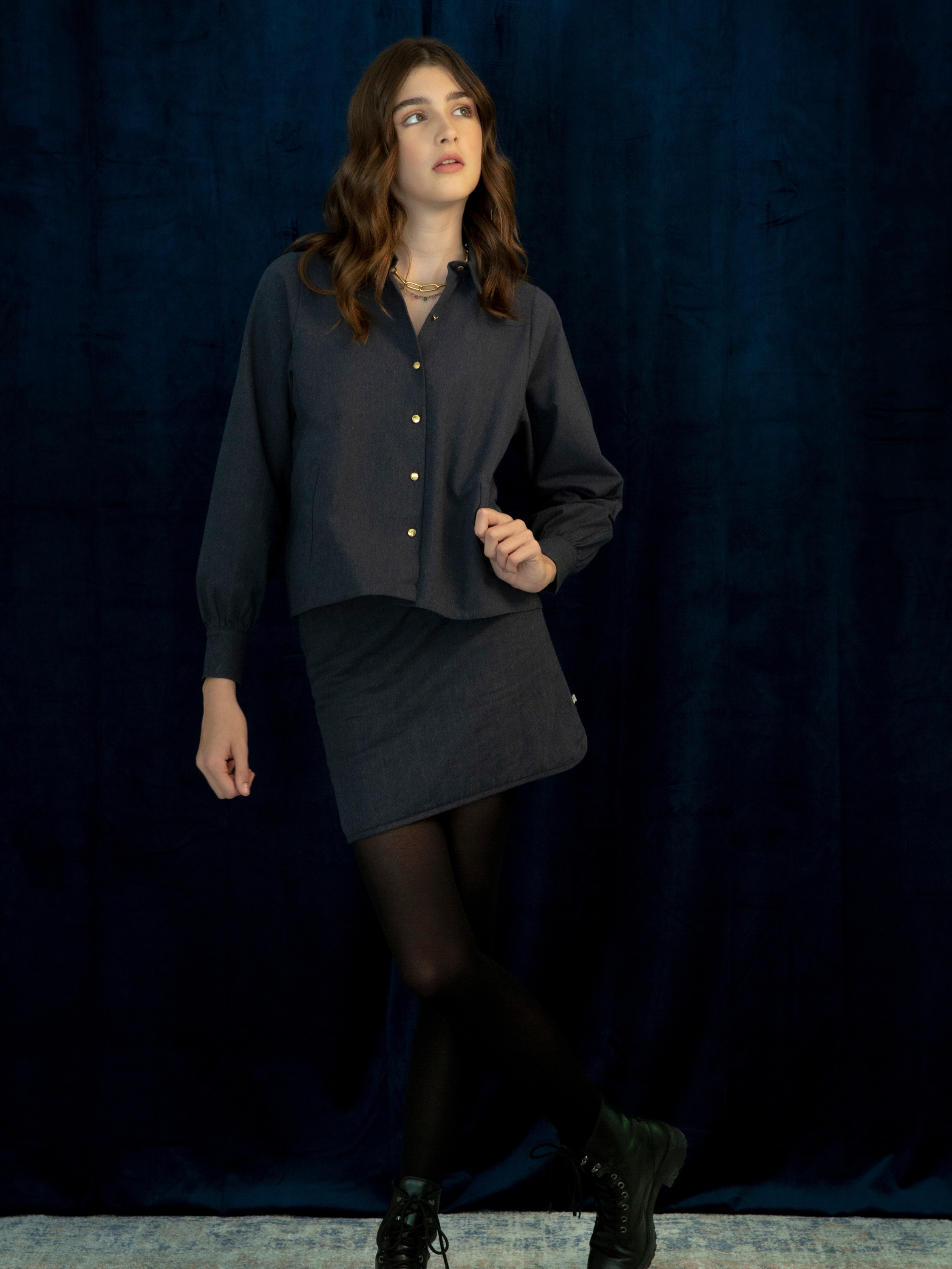 Womans Aline Padded Skirt - Denim