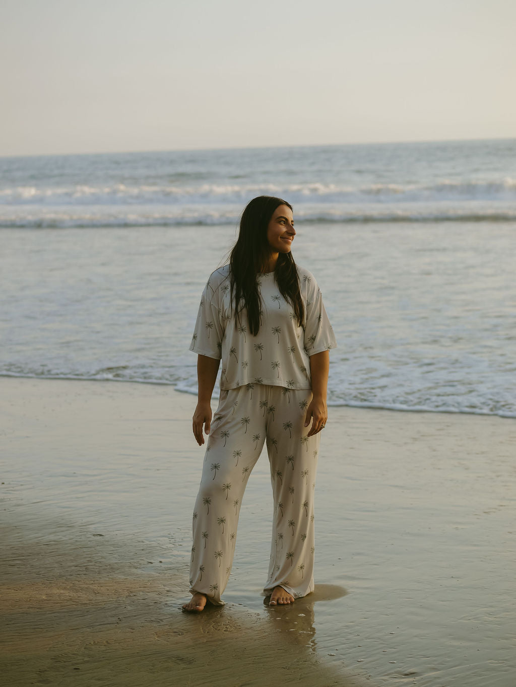 Women's Boxy Tee Lounge Set | Palm Tree