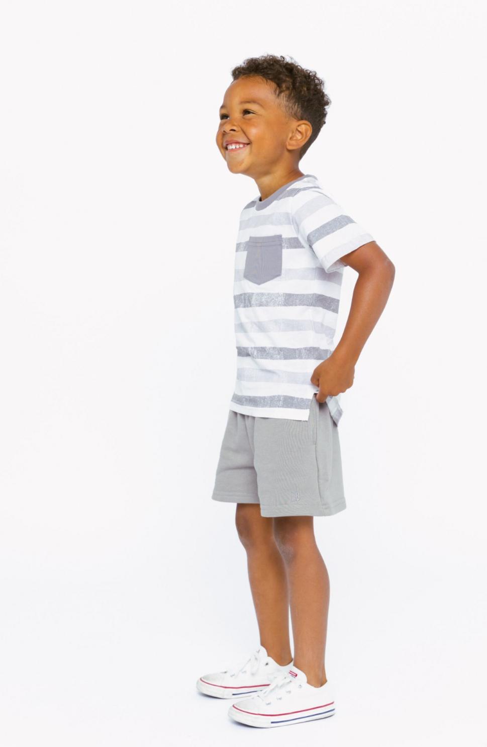 Watercolor Striped Classic Tee - Charcoal