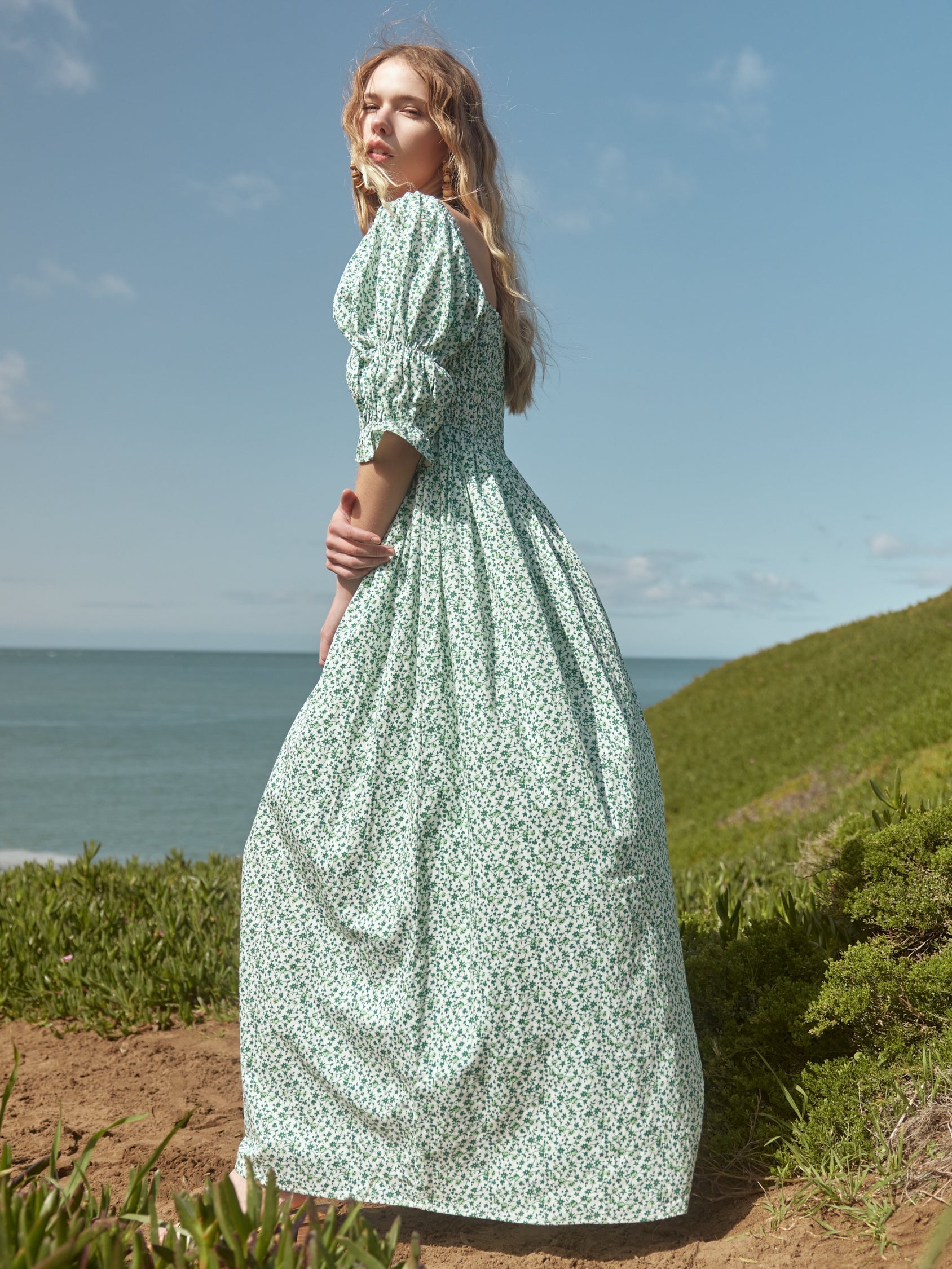 Audra Dress - Ivory/Grassy Knoll Ditsy Floral