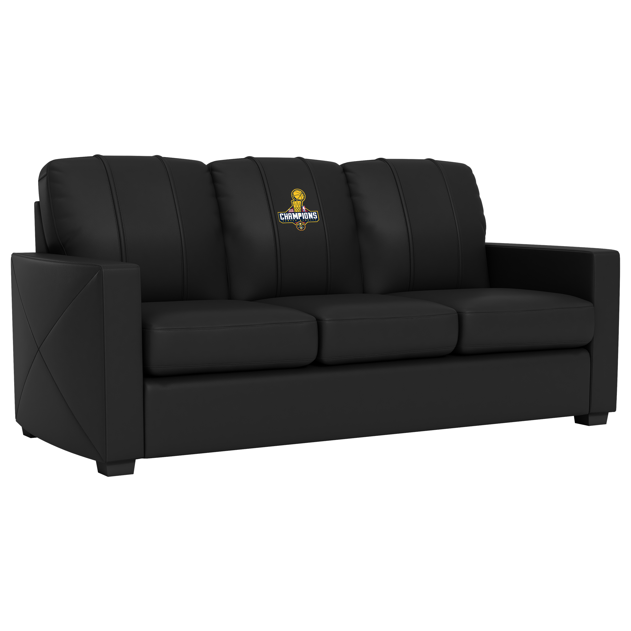 Silver Sofa with Denver Nuggets 2023 Championship Logo