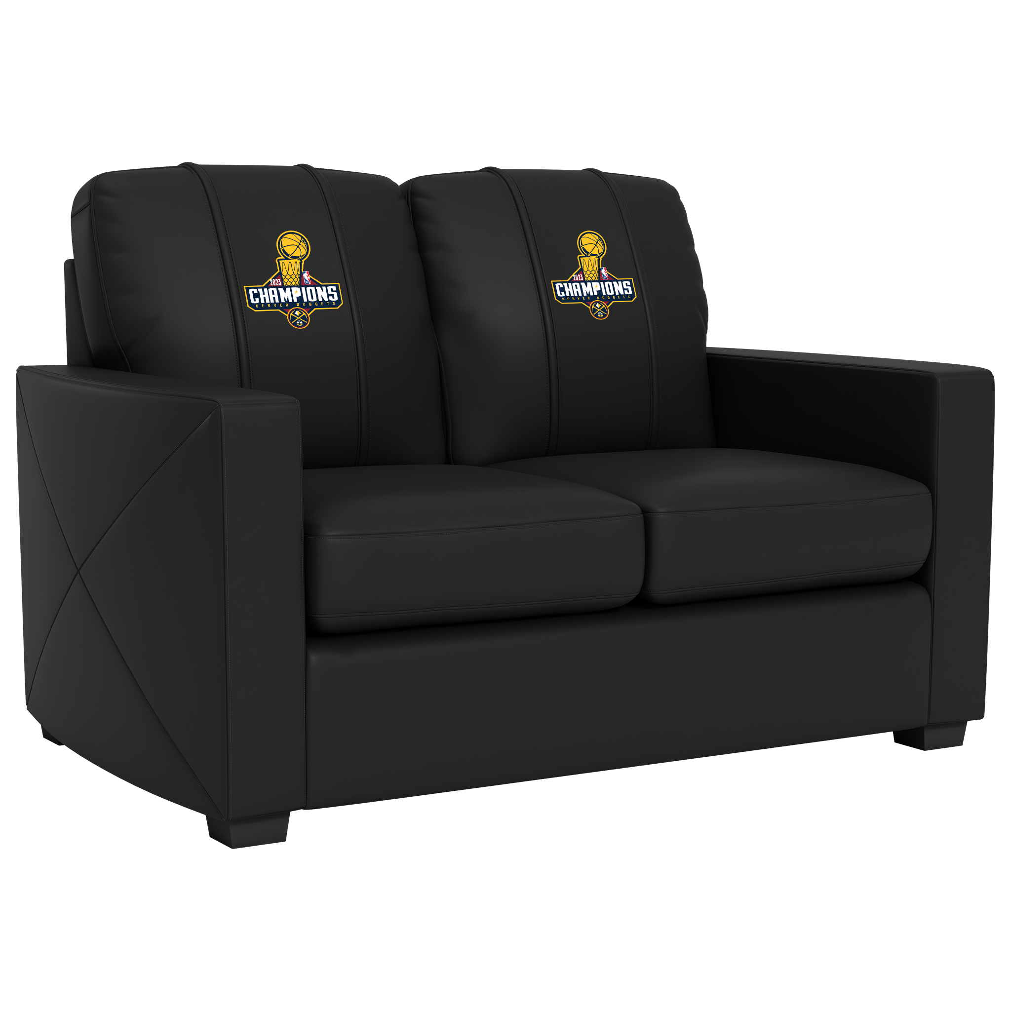 Silver Loveseat with Denver Nuggets 2023 Championship Logo