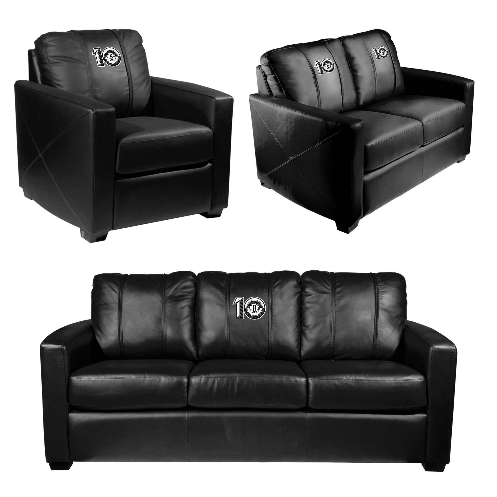 Silver Club Chair with Brooklyn Nets Team Commemorative Logo