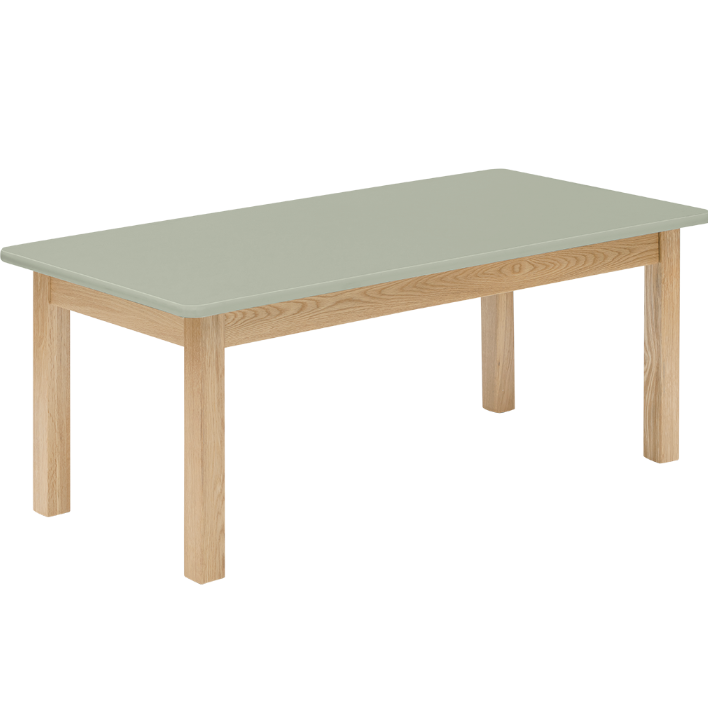 Matt Sage Rectangle Table (47.5" x 30" x 17") – Solid Oak Frame