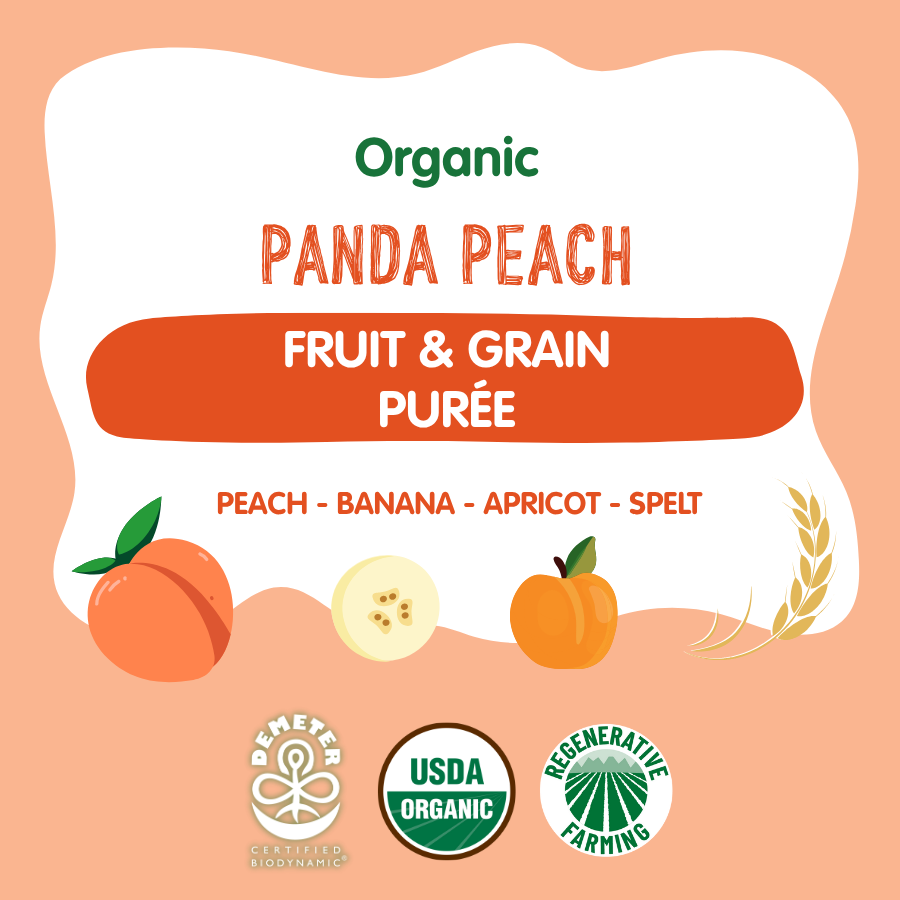 Holle Baby Food Pouches - Organic Fruit & Grain Puree - Panda Peach