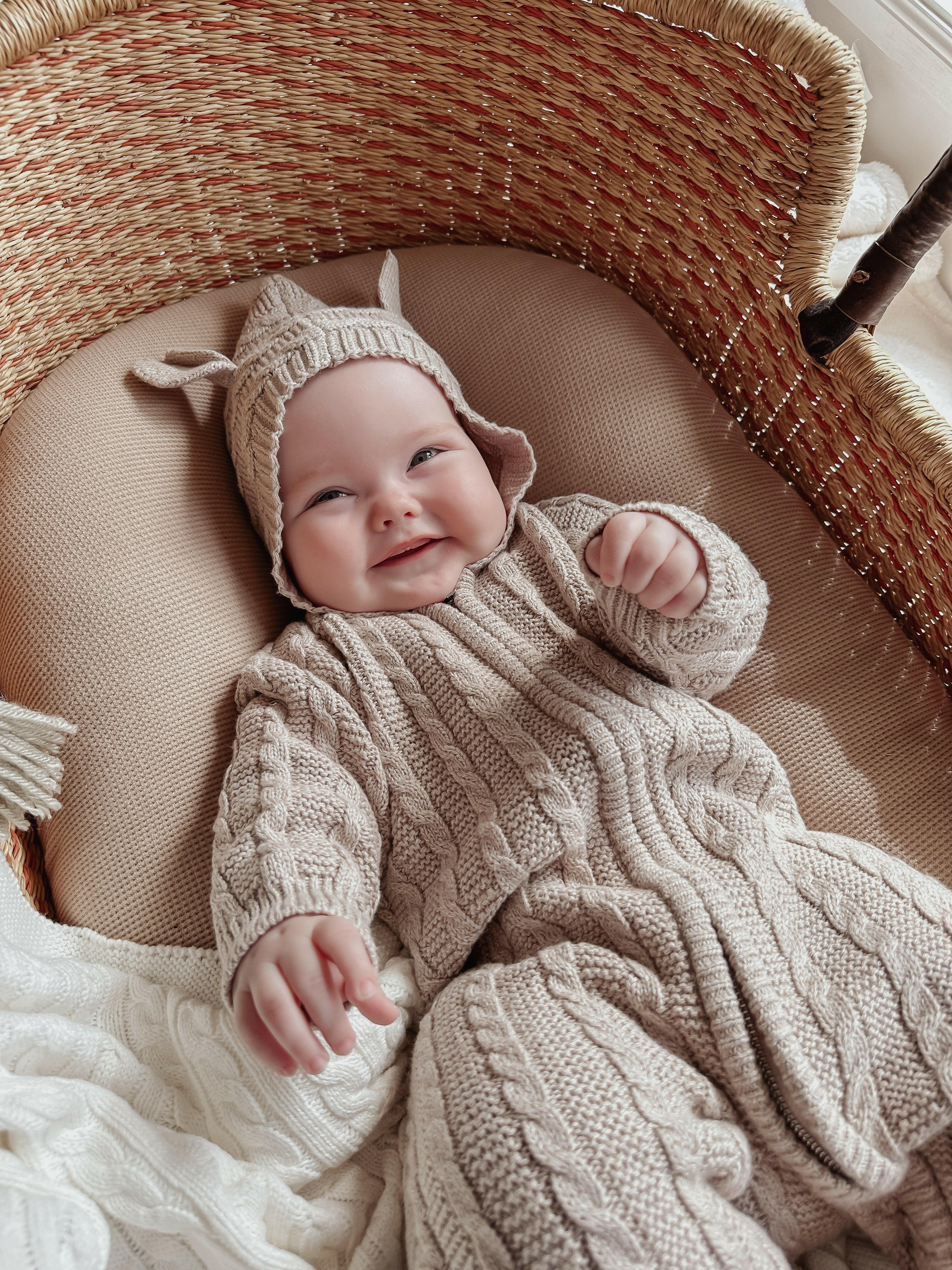 Luna + Luca Baby Bear Jumpsuit - Heather Beige  Luna + Luca