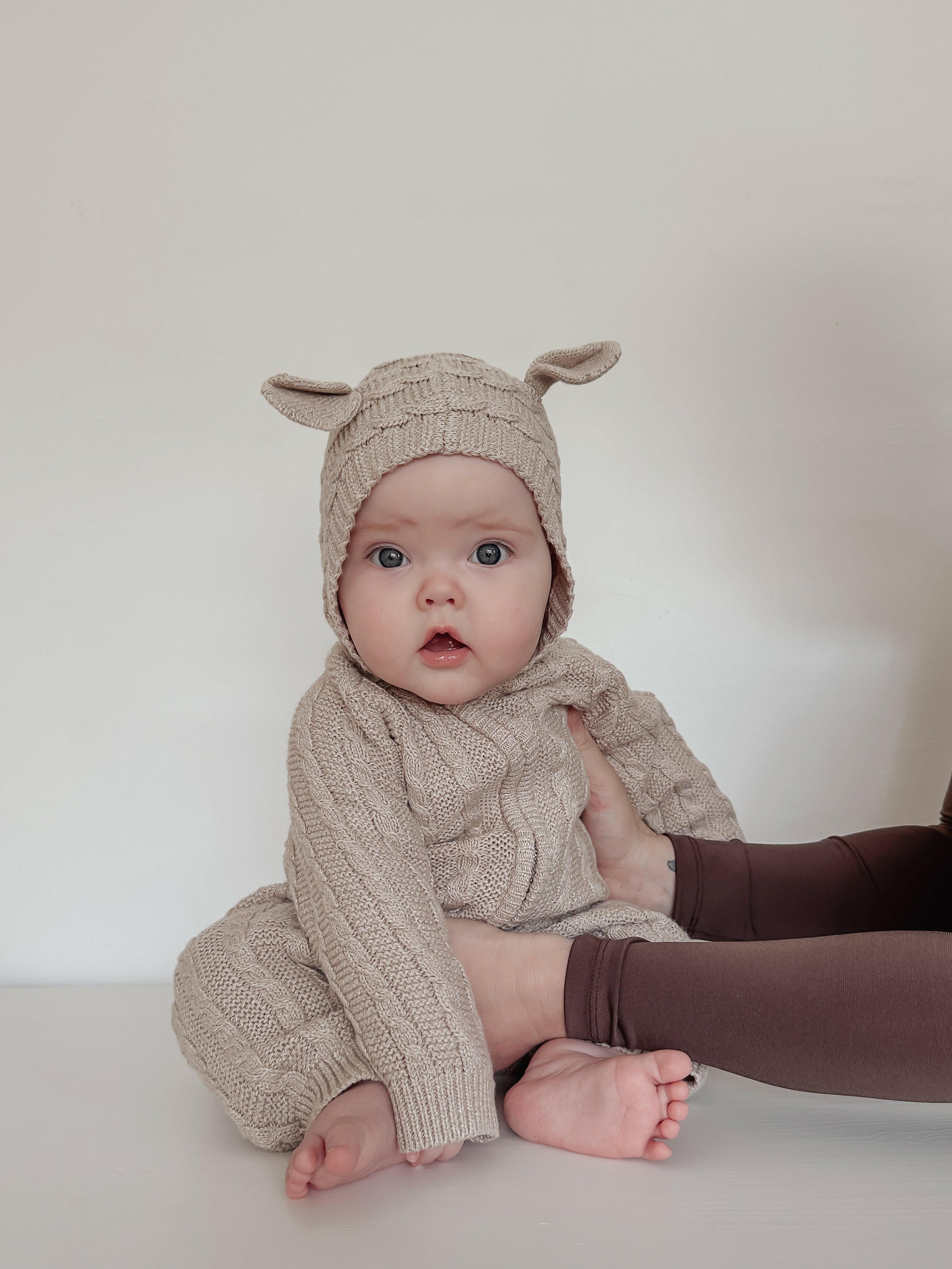 Luna + Luca Baby Bear Jumpsuit - Heather Beige  Luna + Luca
