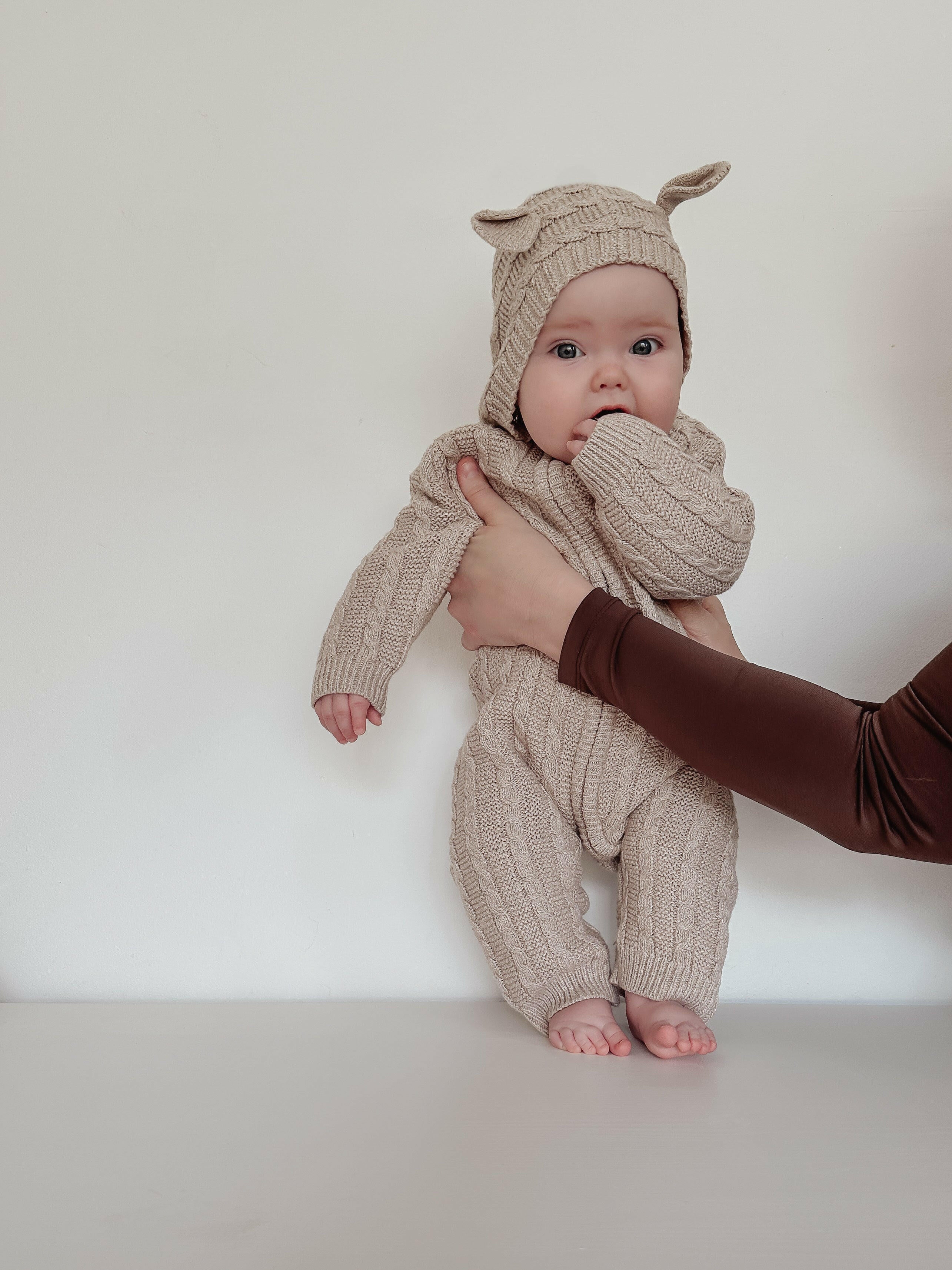 Luna + Luca Baby Bear Jumpsuit - Heather Beige  Luna + Luca