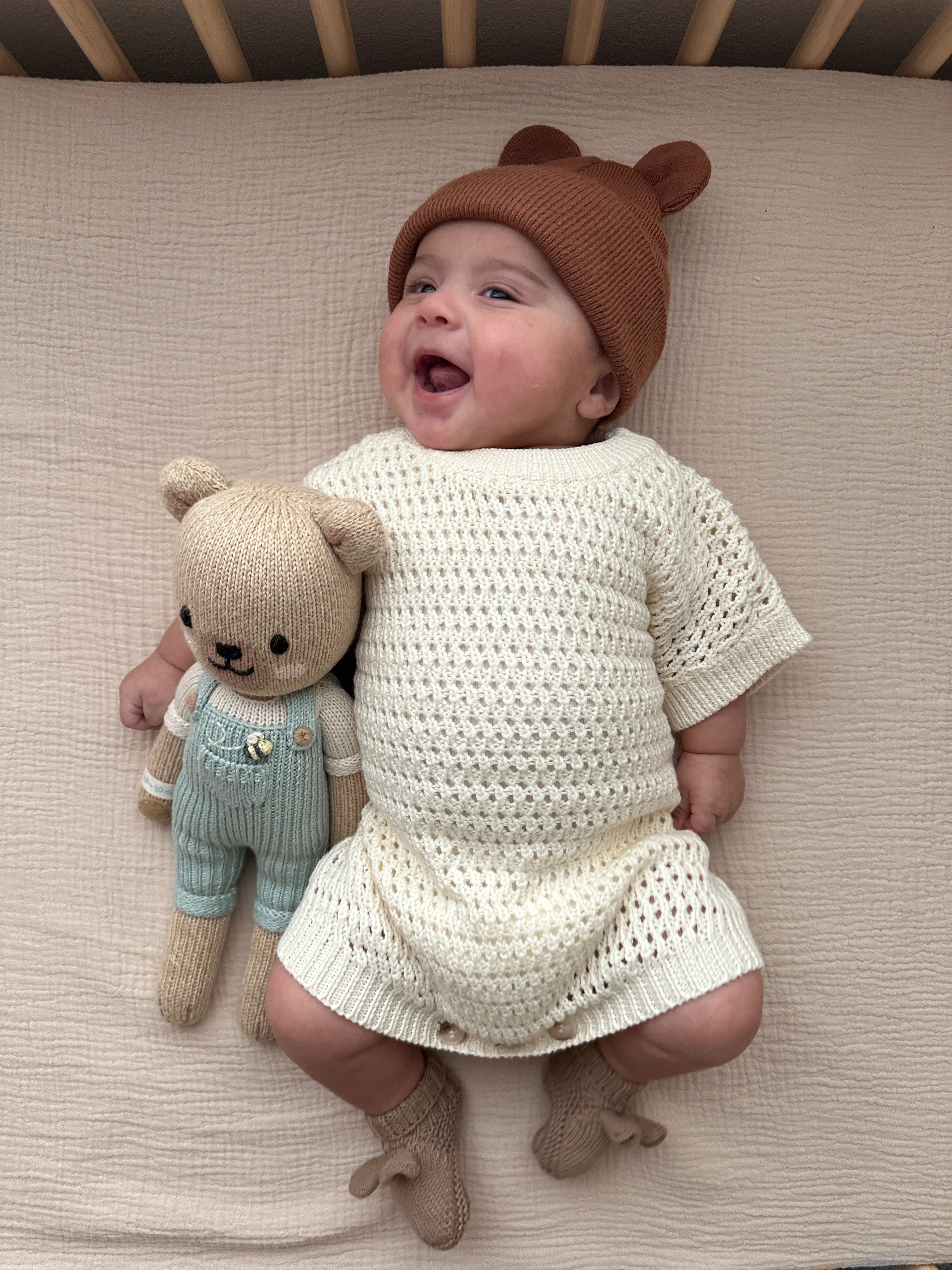 Crochet Knit Romper - Cream