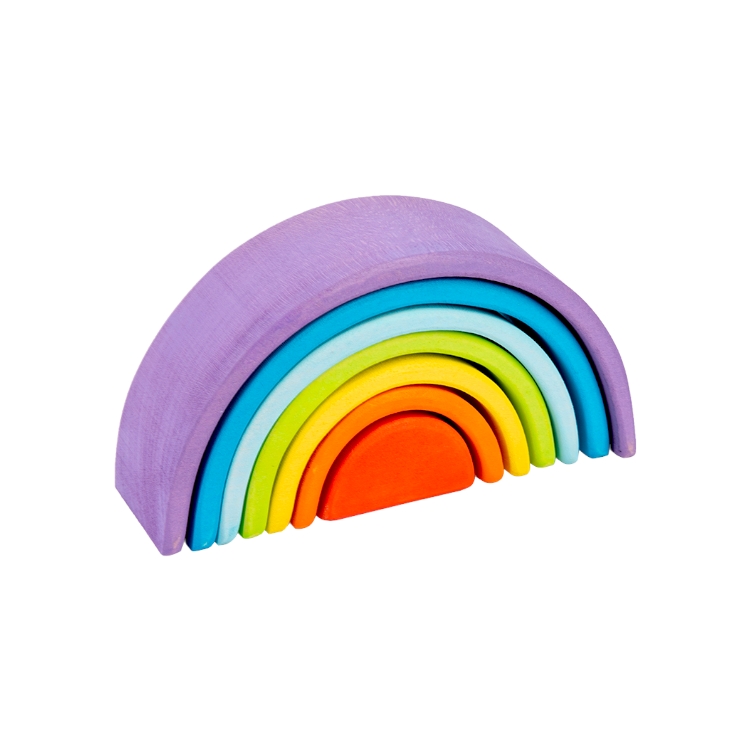 **Pre-order (Ships in 2-3 Weeks)**7 Pcs STAINED Mini Wooden Rainbow Stacker in Stained Purple Sunset Color