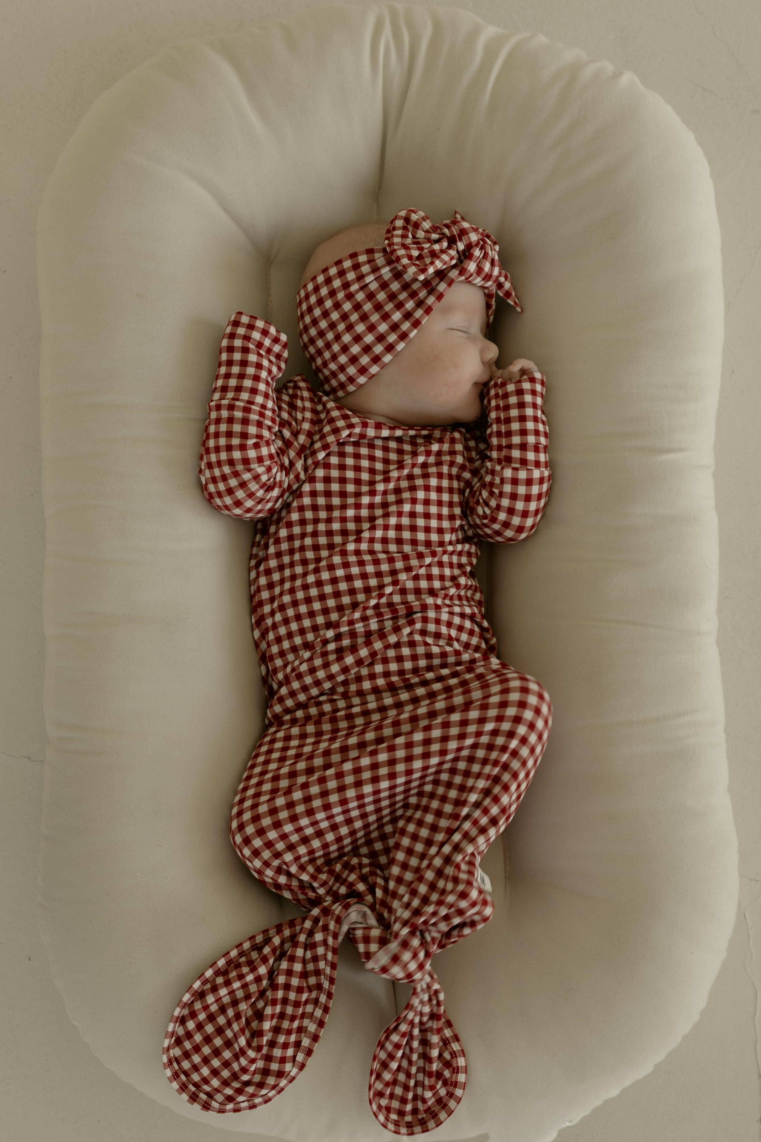 Bamboo Knotted Gown | Red Gingham