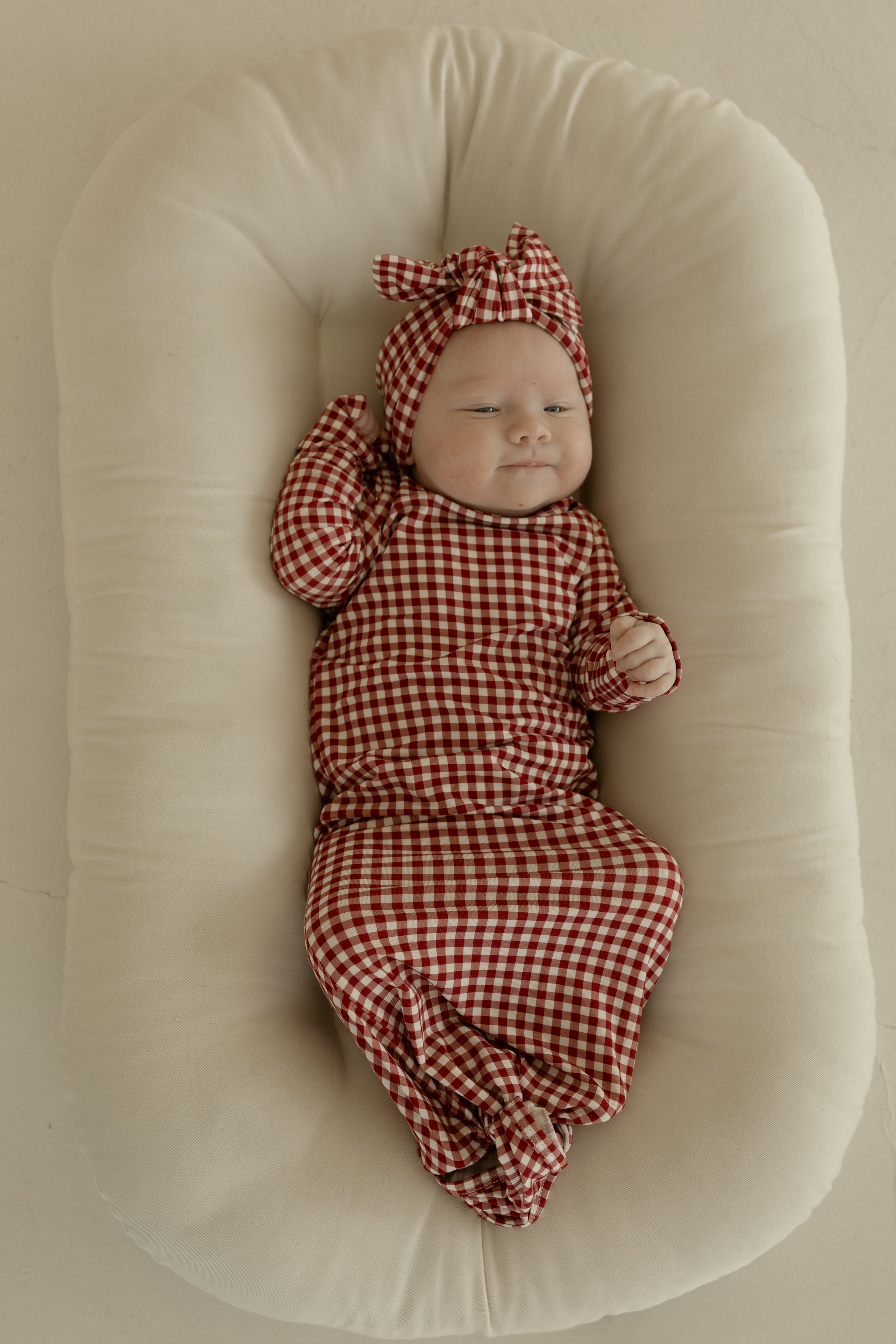 Bamboo Knotted Gown | Red Gingham