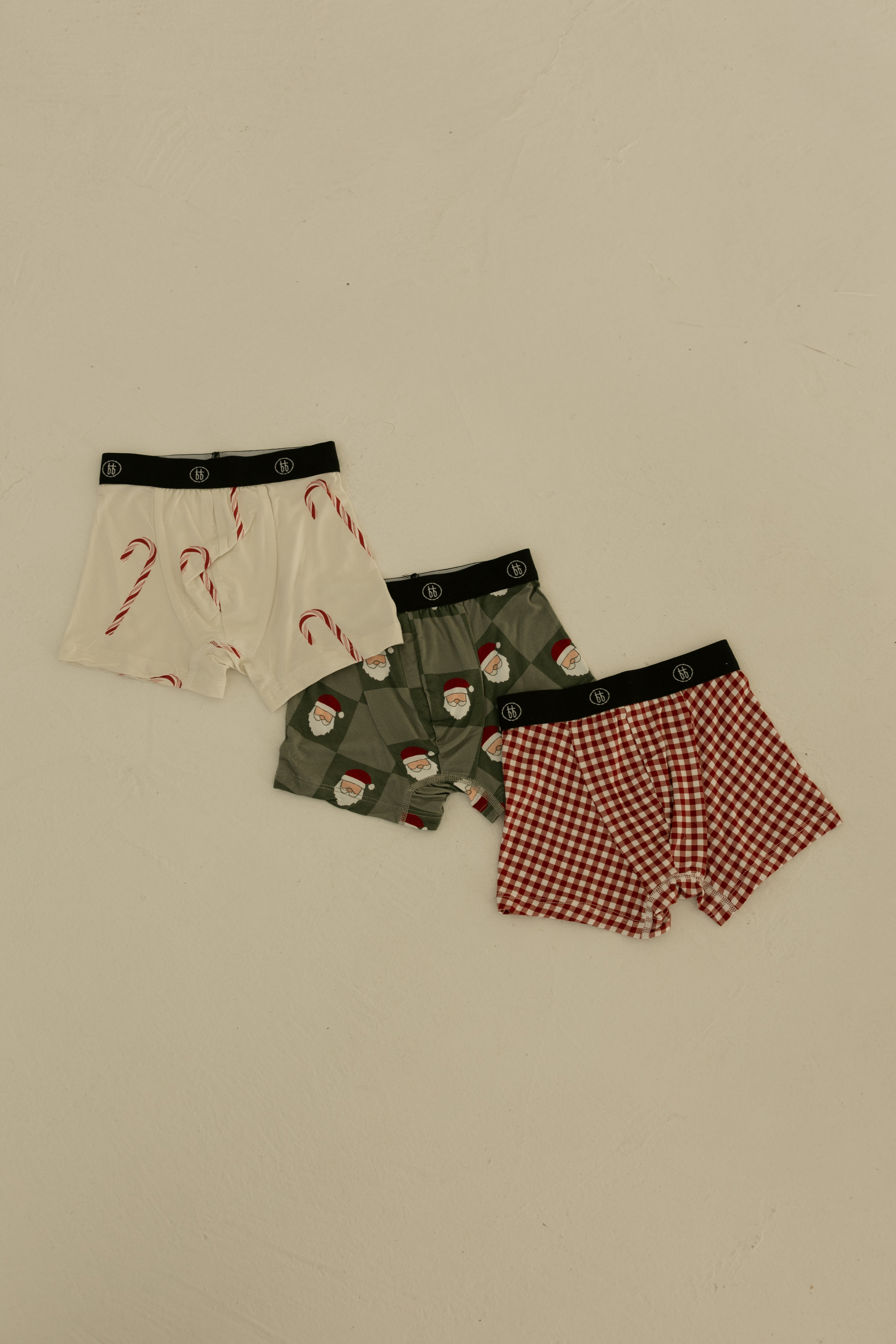 Bamboo Boxers (3 Pack) | Red Gingham, Candy Cane & Santa Checkerboard