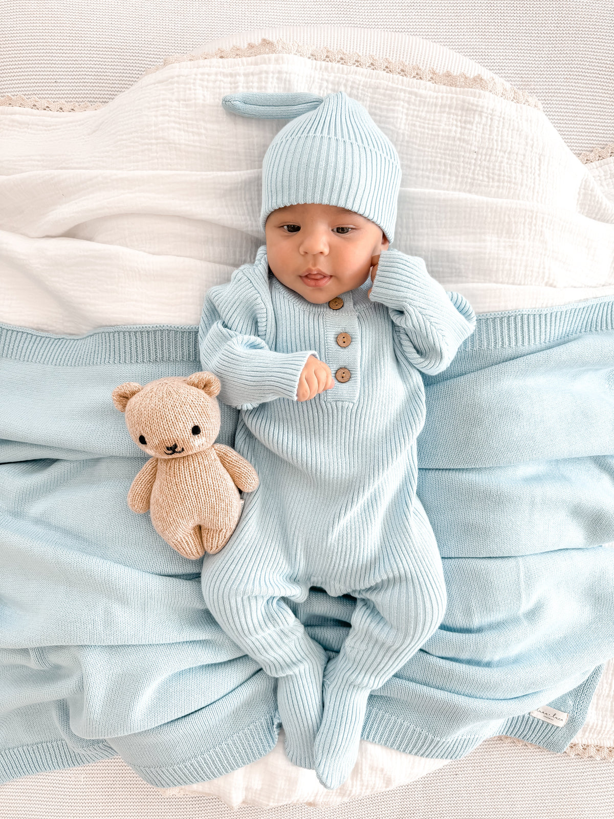 Baby Rib Henley Bundle - Powder Blue