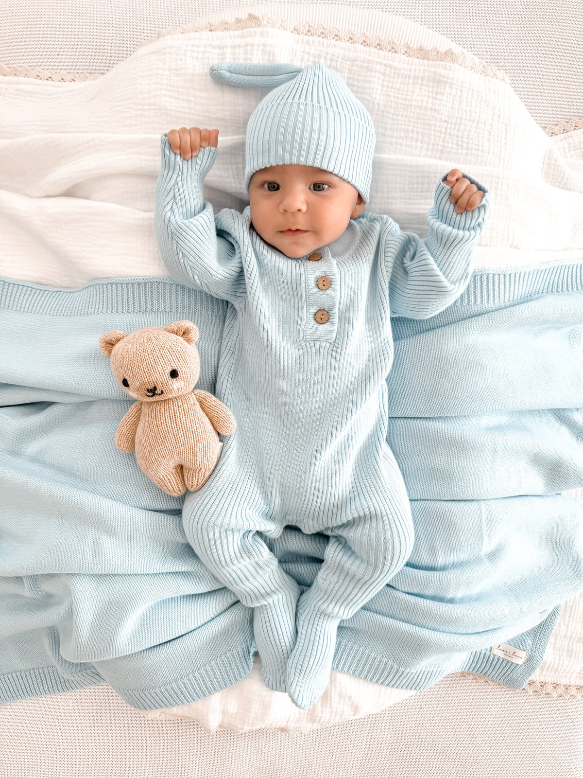 Baby Rib Henley Bundle - Powder Blue