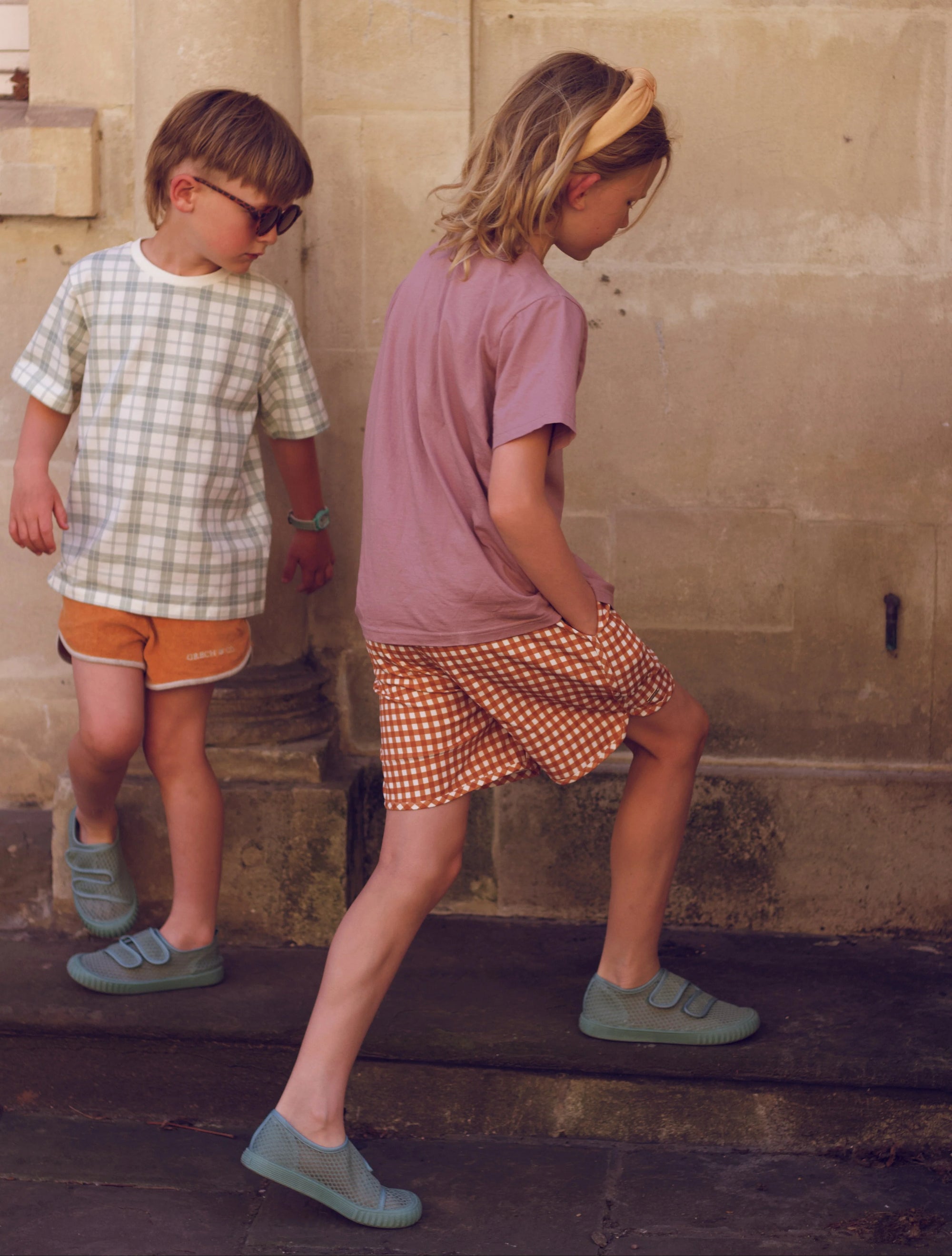 Oversized T-Shirt | Organic Cotton Jersey - Fern Plaid