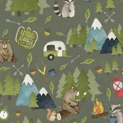 Camping Bears Splash Mat - A Waterproof Catch-All for Highchair Spills and More! BapronBaby