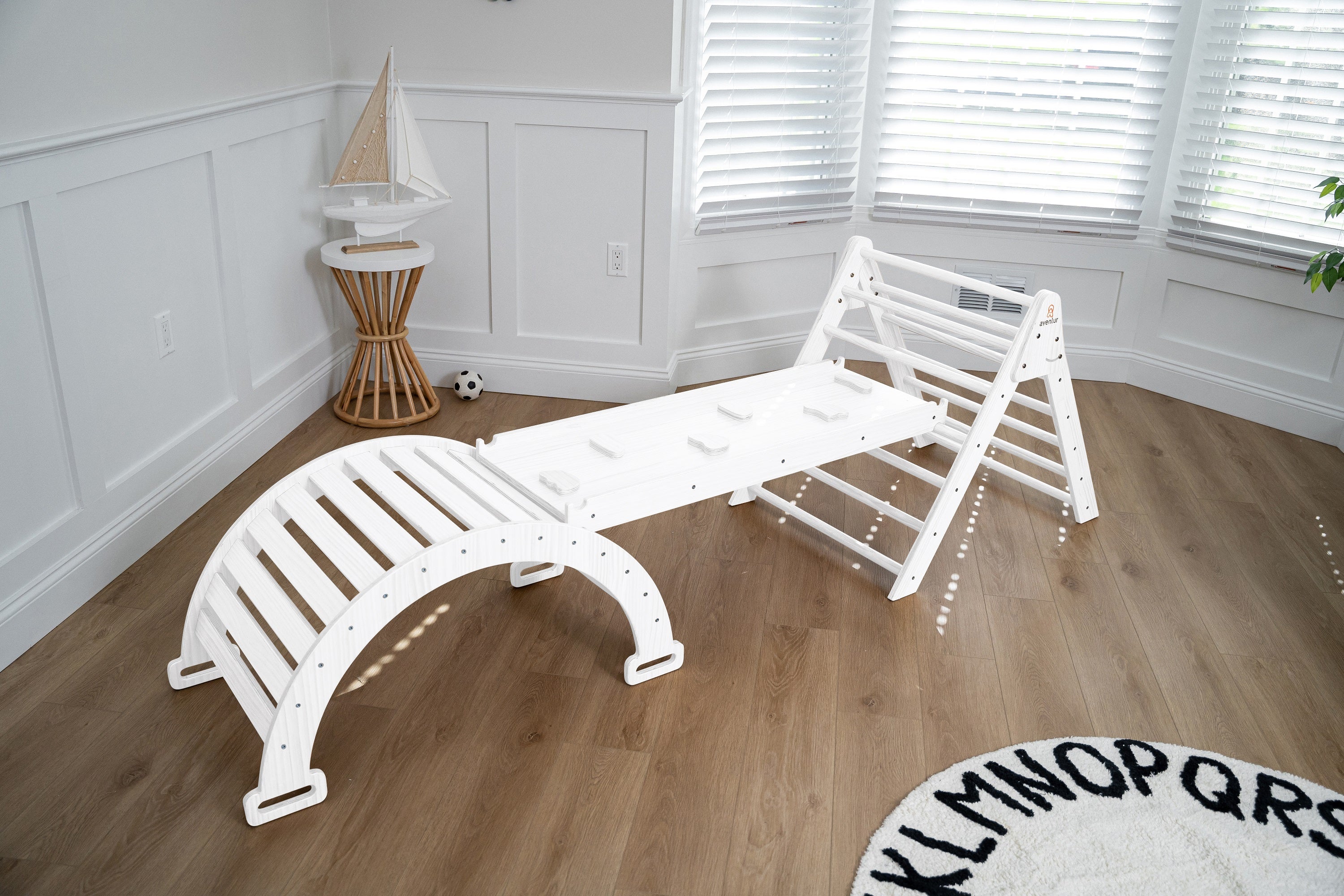 Hazel - Pikler Triangle Ladder & Rocker Set Indoor Avenlur.com White