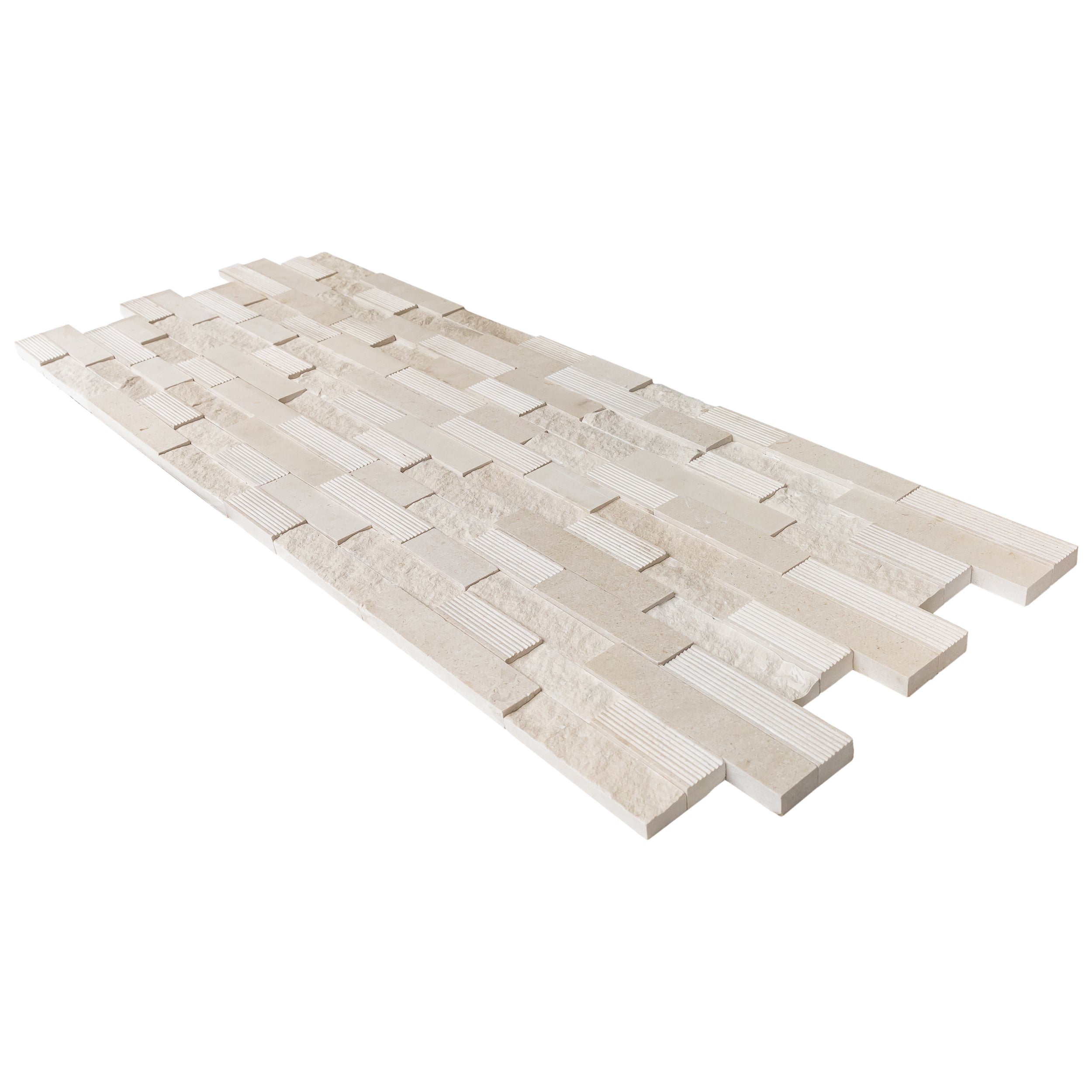 Piedra Caliza Ledger 3D Panel 6"x24" Multi Surface Natural Limestone Wall Tile - Belair Collection