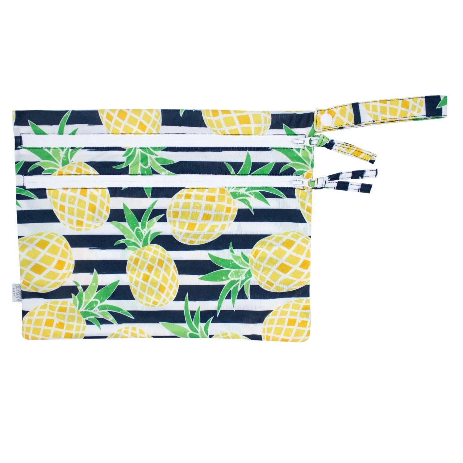Summer Stripes - Pineapple - Waterproof Wet Bag (For mealtime, on-the-go, and more!) BapronBaby