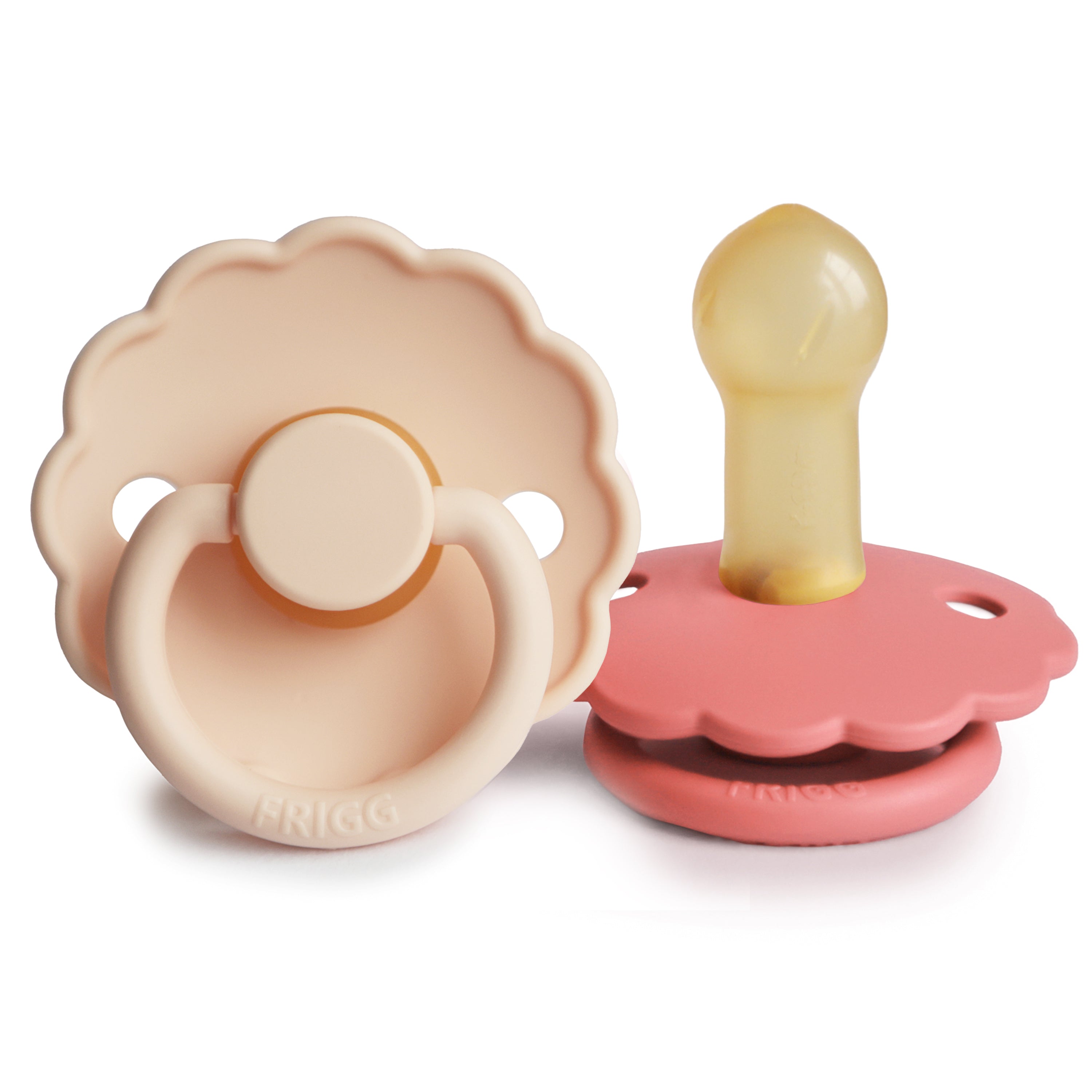 FRIGG Daisy Natural Rubber Pacifier 2-Pack FRIGG PACIFIERS Mushie Pink Cream/Poppy 6-18 months
