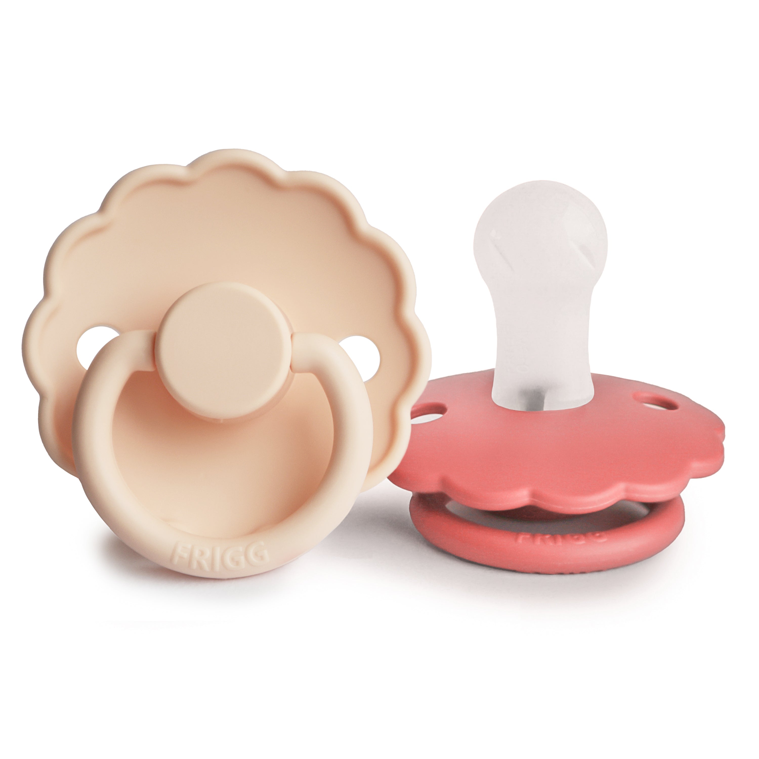 FRIGG Daisy Silicone Pacifier 2-Pack FRIGG PACIFIERS Mushie Pink Cream/Poppy 0-6 months