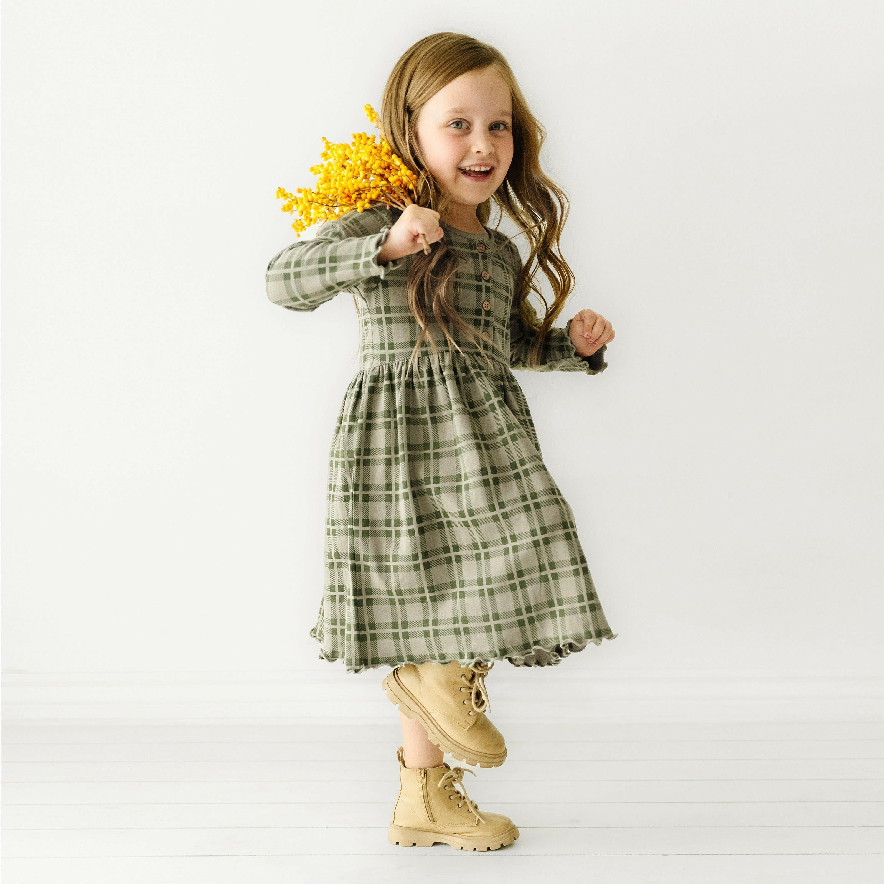 Organic Girls Twirl Dress - Plaid Twirl Dress Makemake Organics