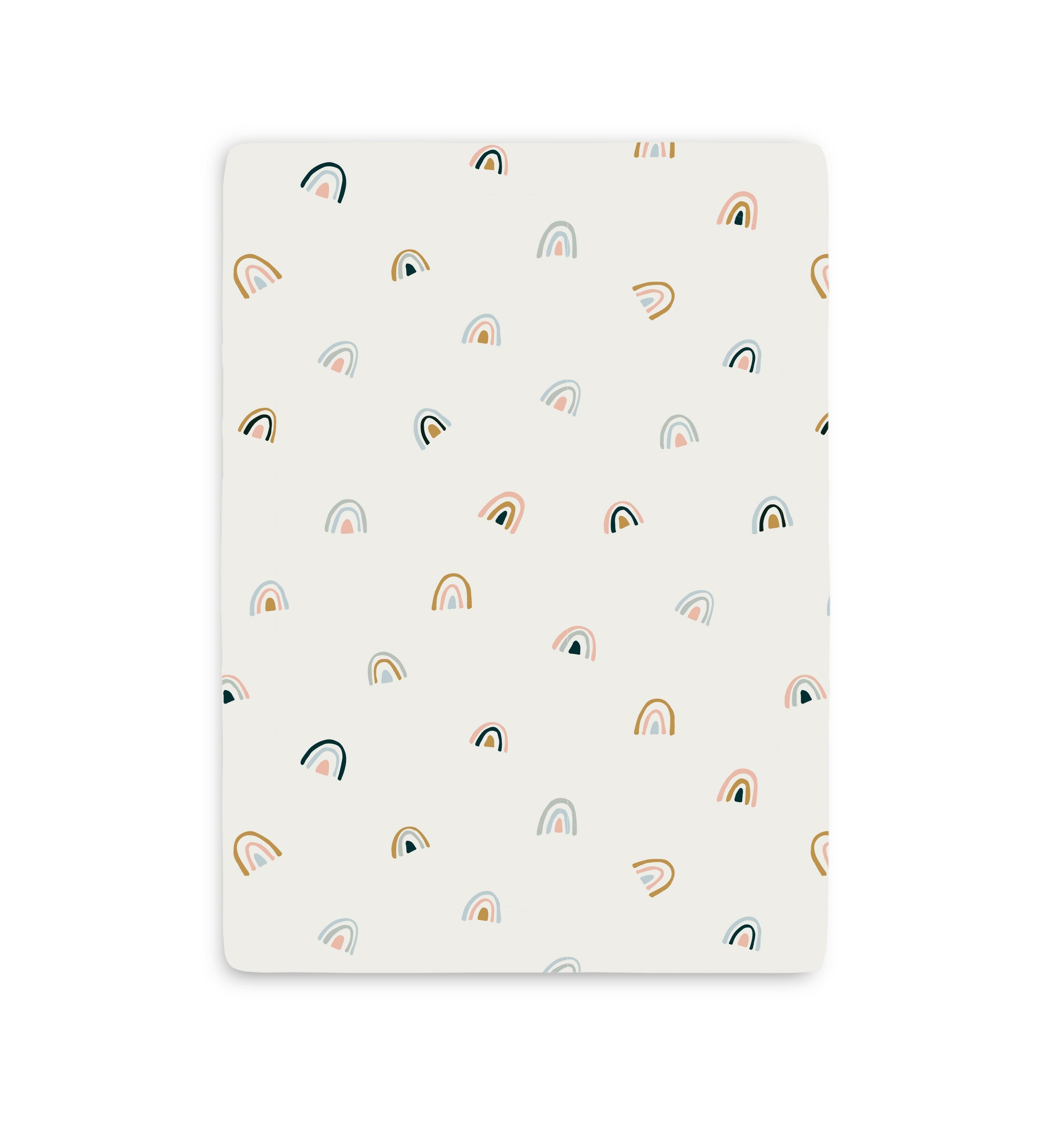 Organic Mini Crib Sheet - Dotty & Rainbow Playard Fitted Sheet Makemake Organics