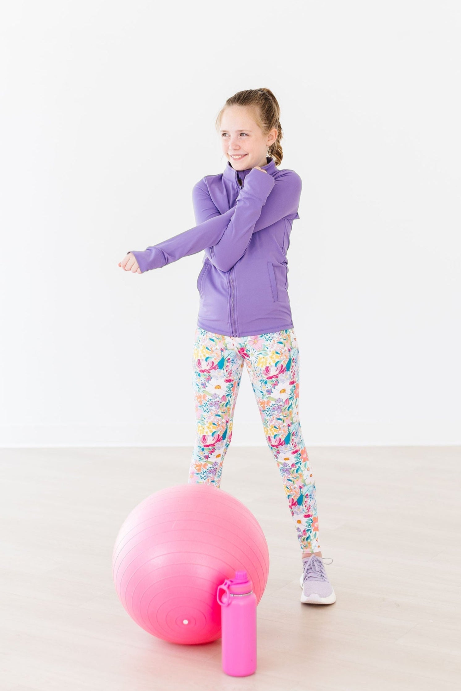 Mila & Rose Flexible Floral Full-Zip Ruffle Active Jacket main image 0