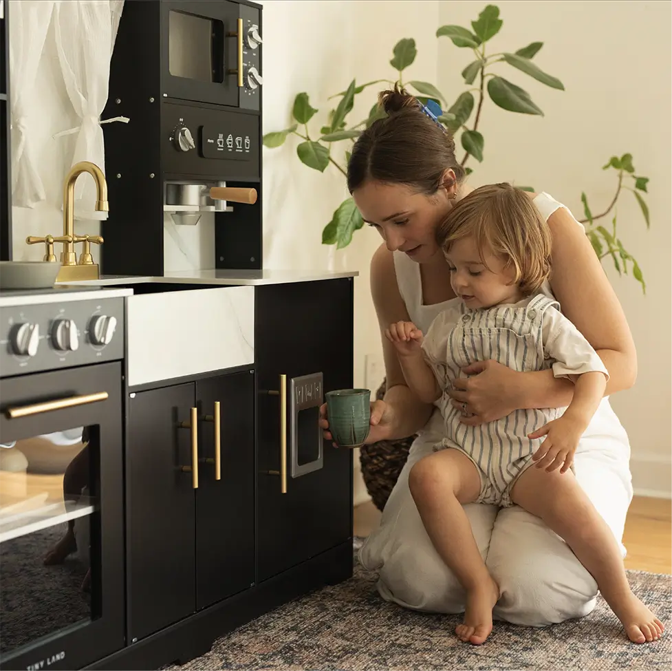 Tiny Land® Trendy Black Style Play Kitchen Toy Tiny Land