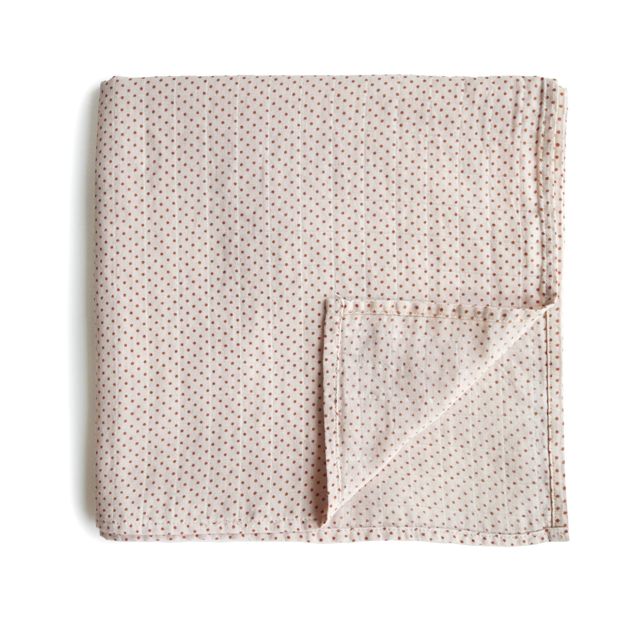 Organic Cotton Muslin Swaddle Blanket Swaddle Mushie Caramel Polka Dot