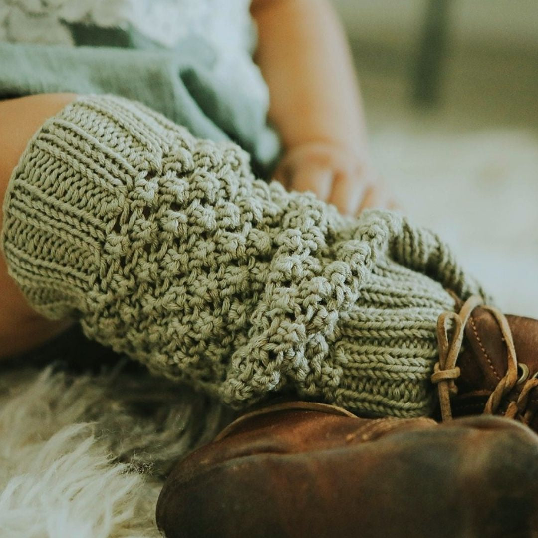 Hand-Knit Leaf Neck Scarf and Leg Warmers Set