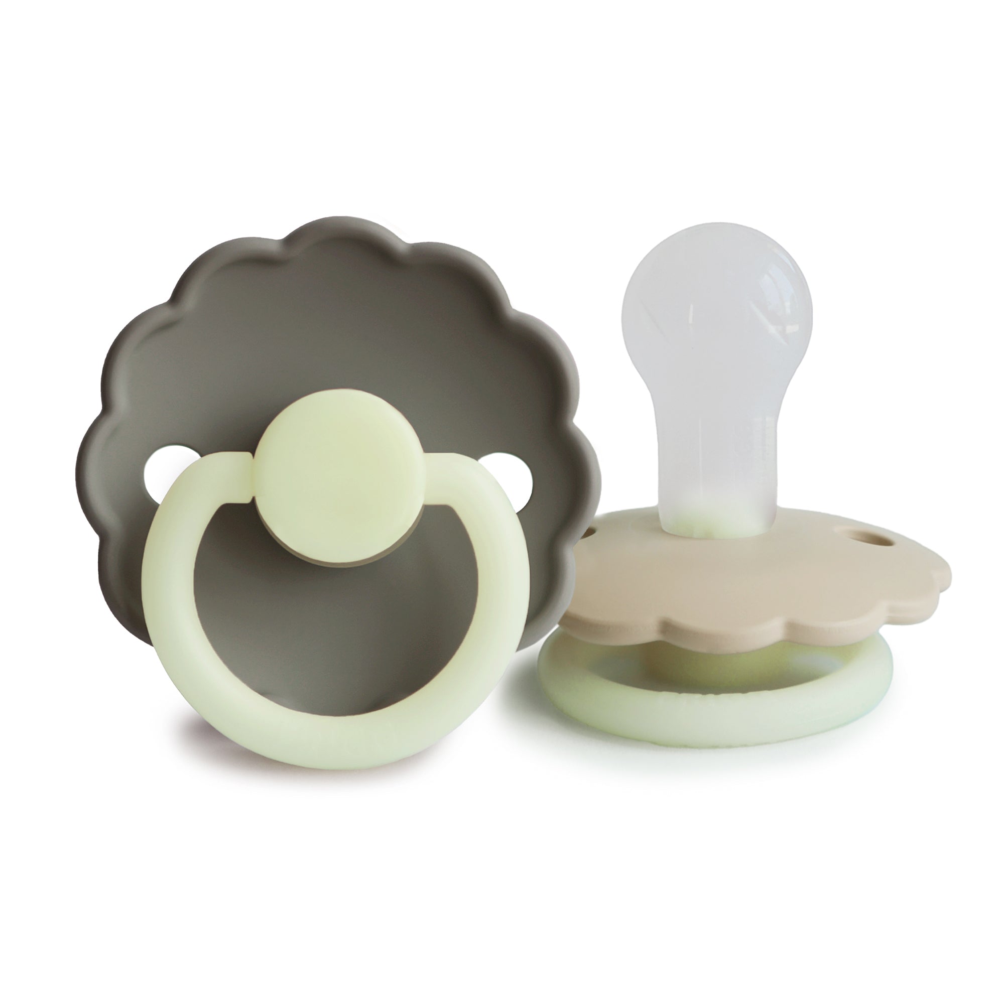 FRIGG Daisy Night Silicone Pacifier 2-Pack FRIGG PACIFIERS Mushie Portobello/Croissant 0-6 months