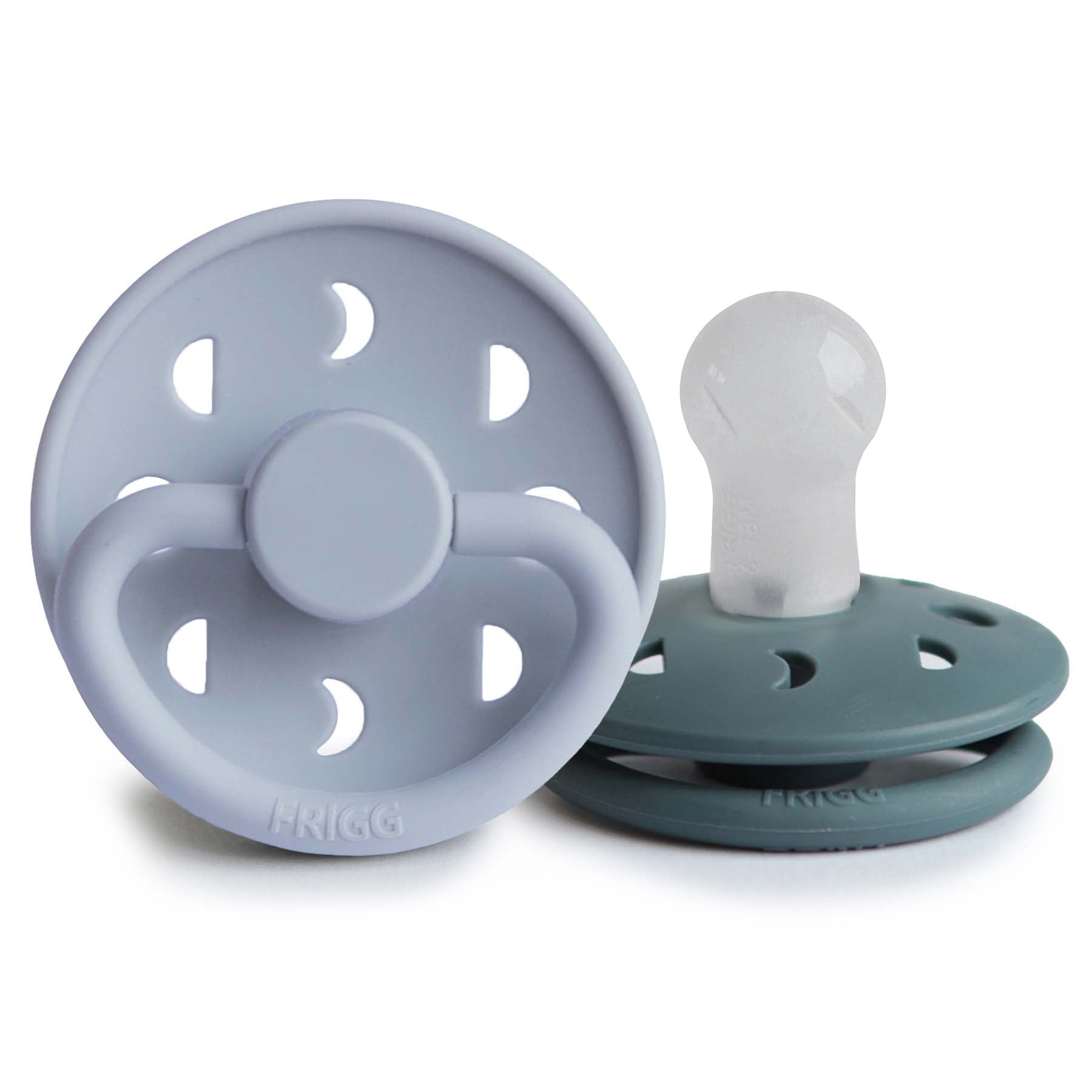 FRIGG Moon Silicone Pacifier 2-Pack FRIGG PACIFIERS Mushie Powder Blue/Slate 0-6 months