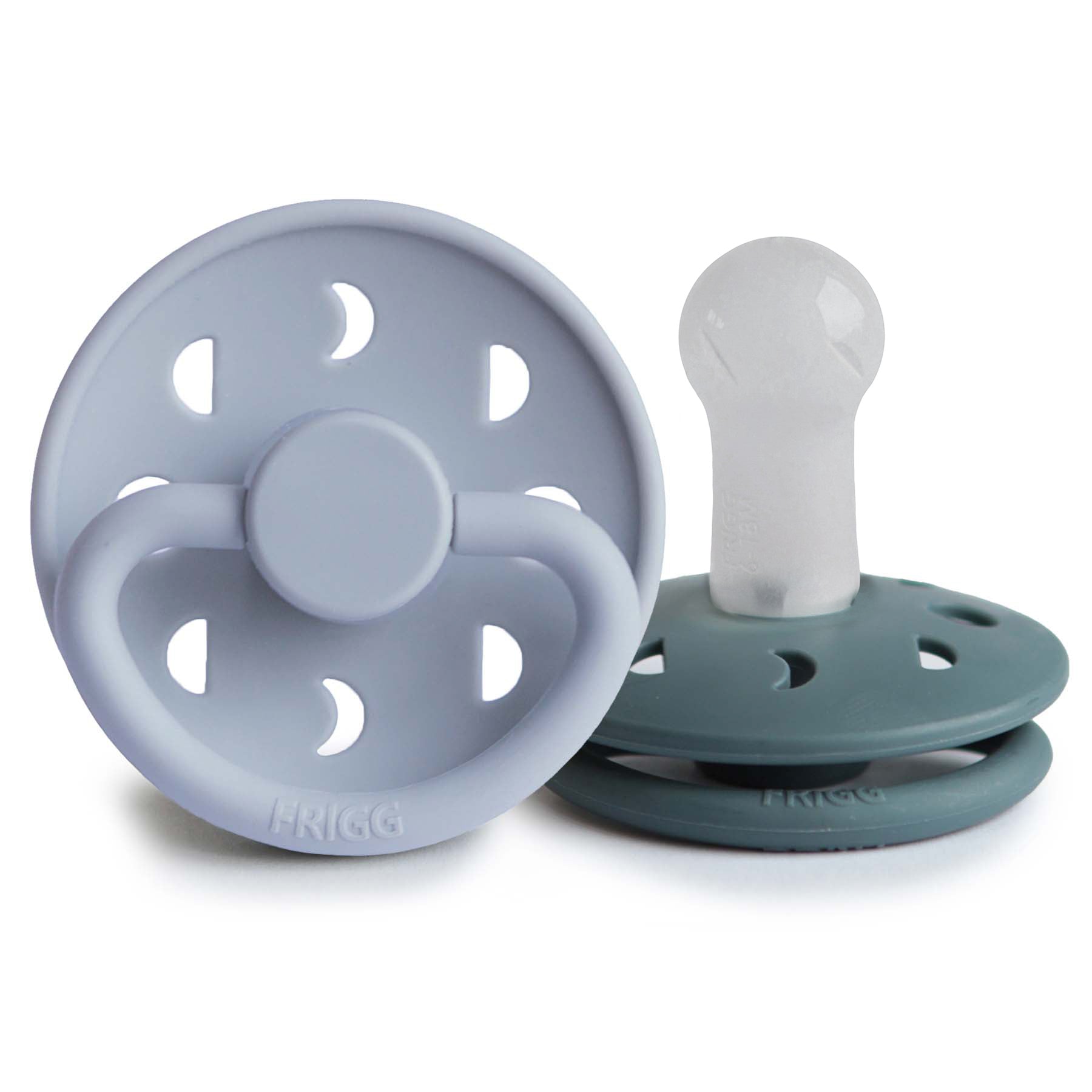 FRIGG Moon Silicone Pacifier 2-Pack FRIGG PACIFIERS Mushie Powder Blue/Slate 6-18 months