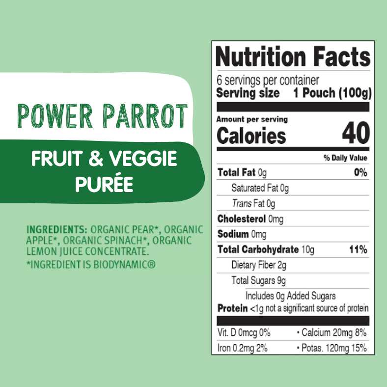Organic Power Parrot Fruit & Veggie Purée