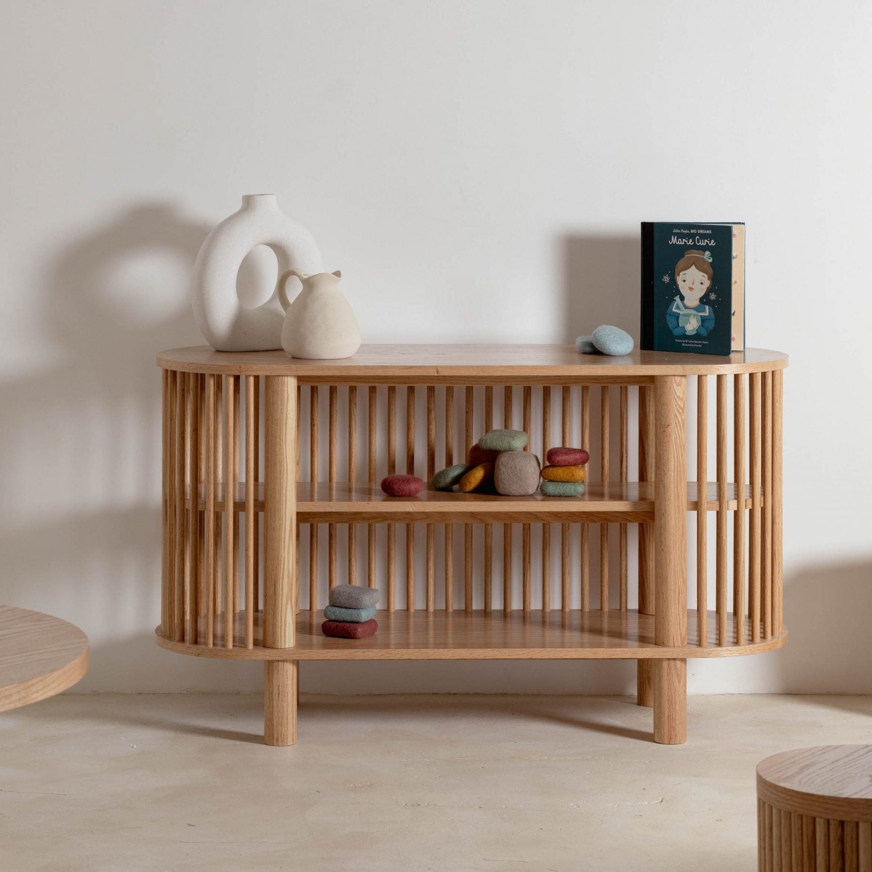 Oak Two Tiered Fluted Shelf