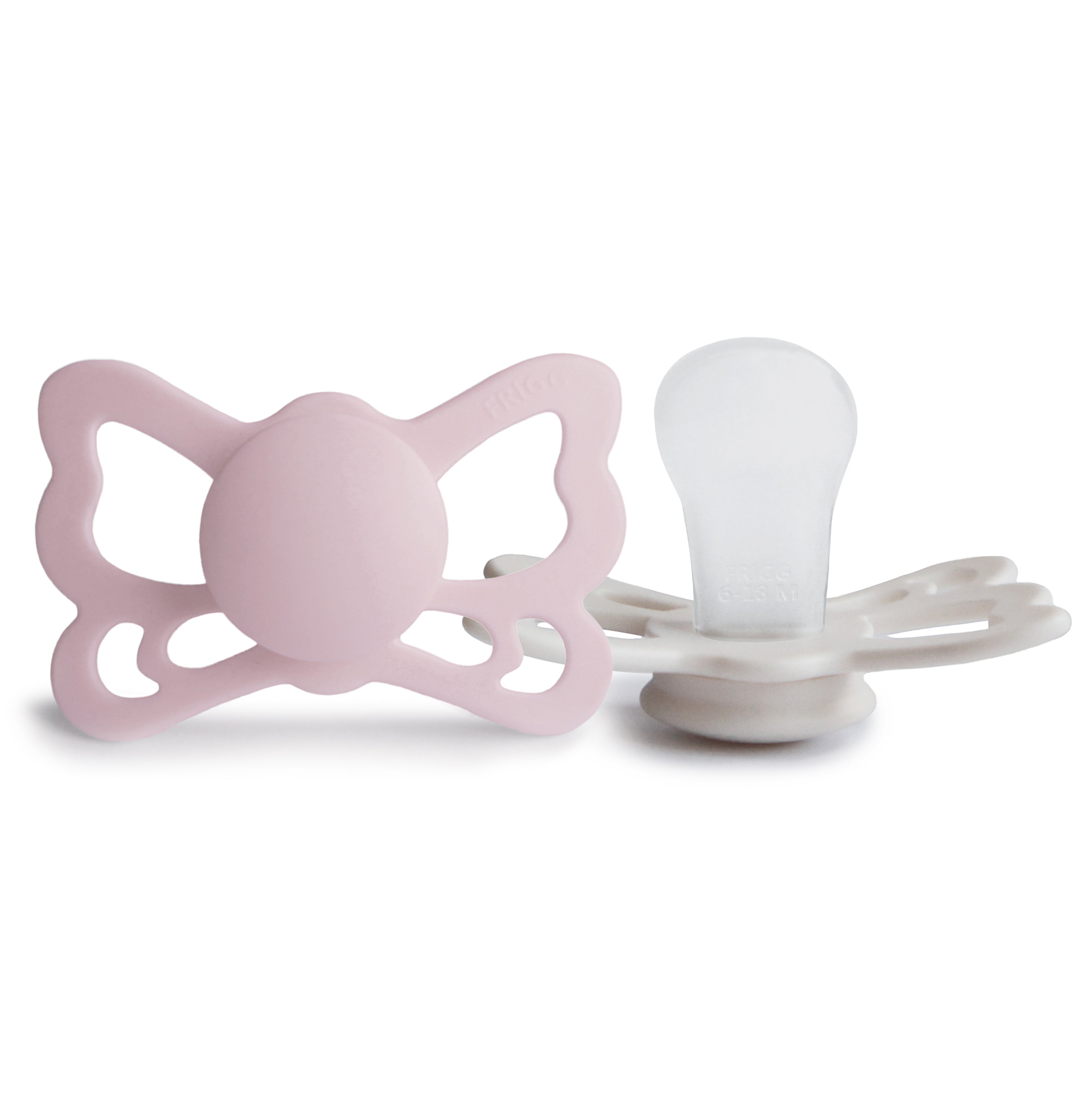FRIGG Butterfly Anatomical Silicone Pacifier 2-Pack (6-18 Months) SILICONE FRIGG PACIFIERS Mushie Primrose/Silver Gray