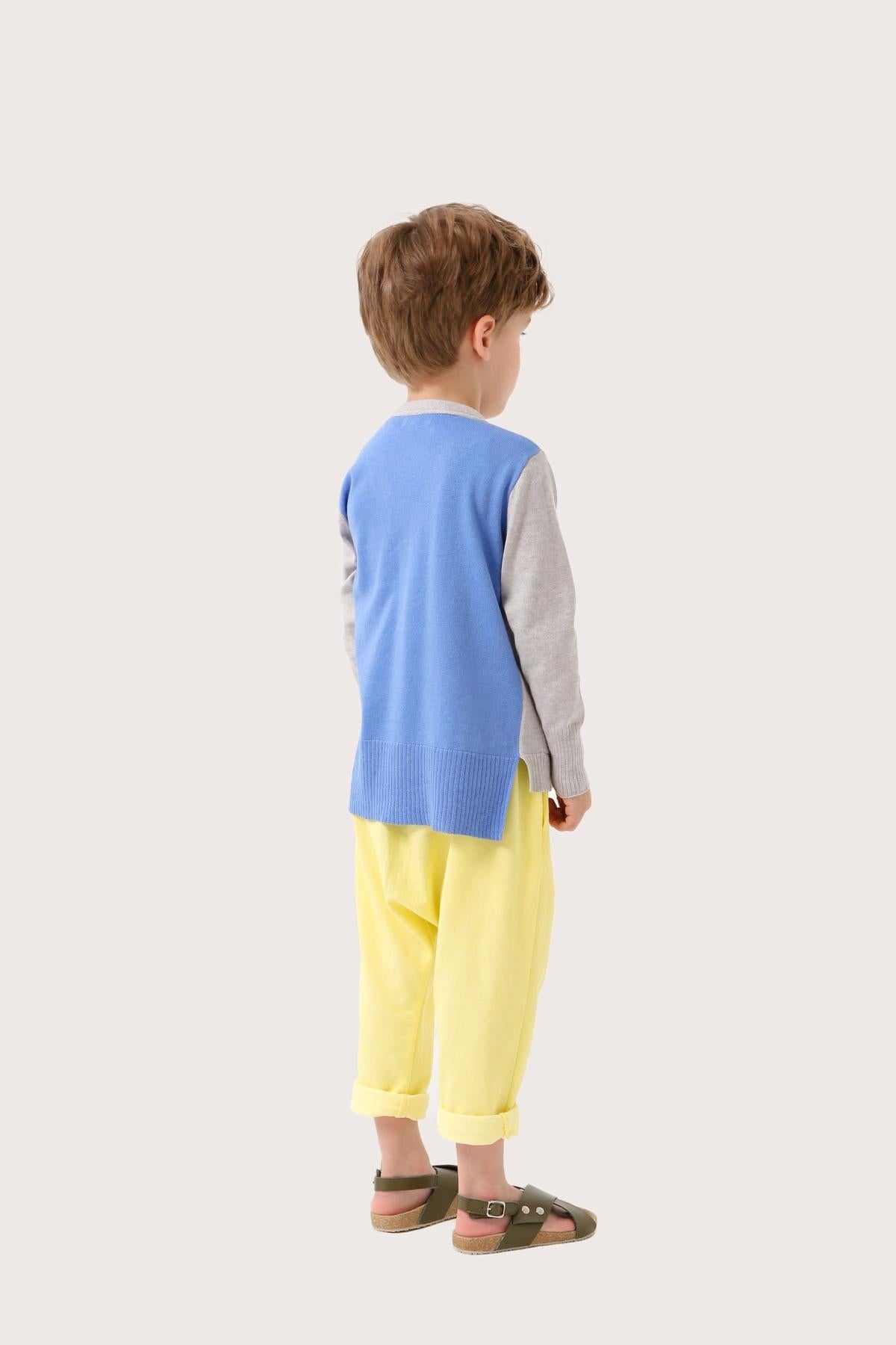 Sam V Neck Cardigan Bicolor - Grey / Blue