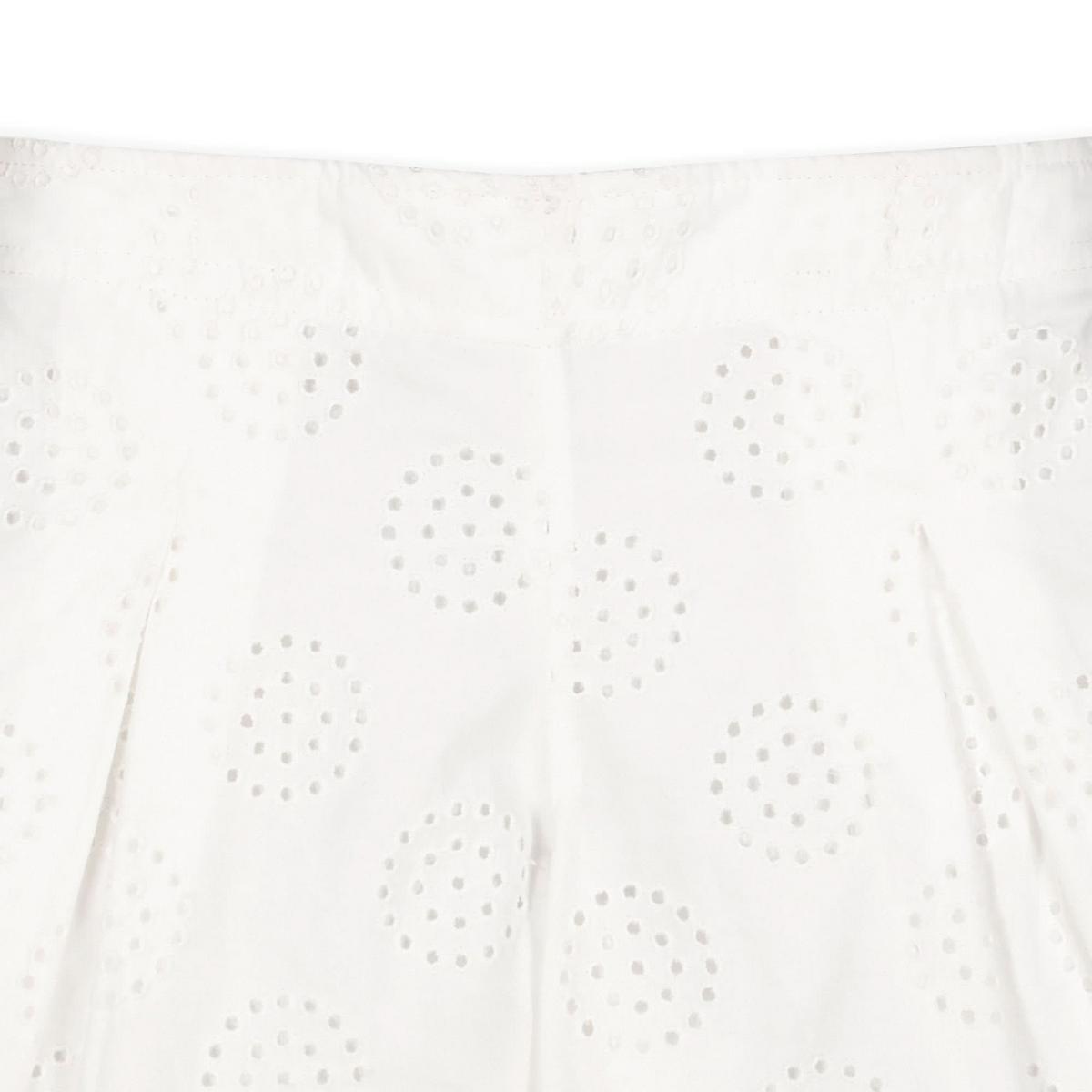 Pleated Pull-On Short - White Circle Eyelet