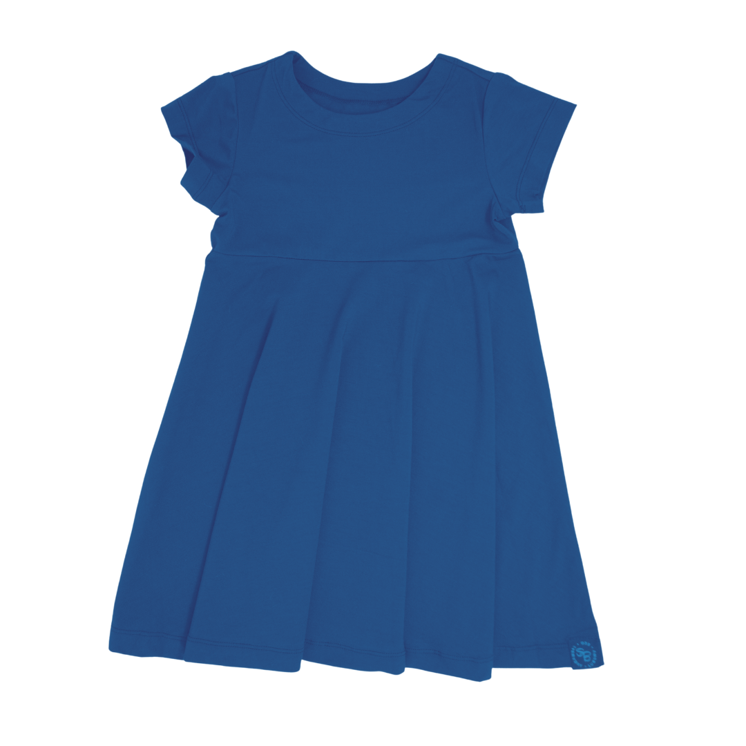 Swirly Girl Short Sleeve Dress - Navy Blue