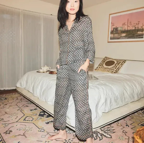 Rosie Pajamas Pants - Faded Black/Cream Dot print