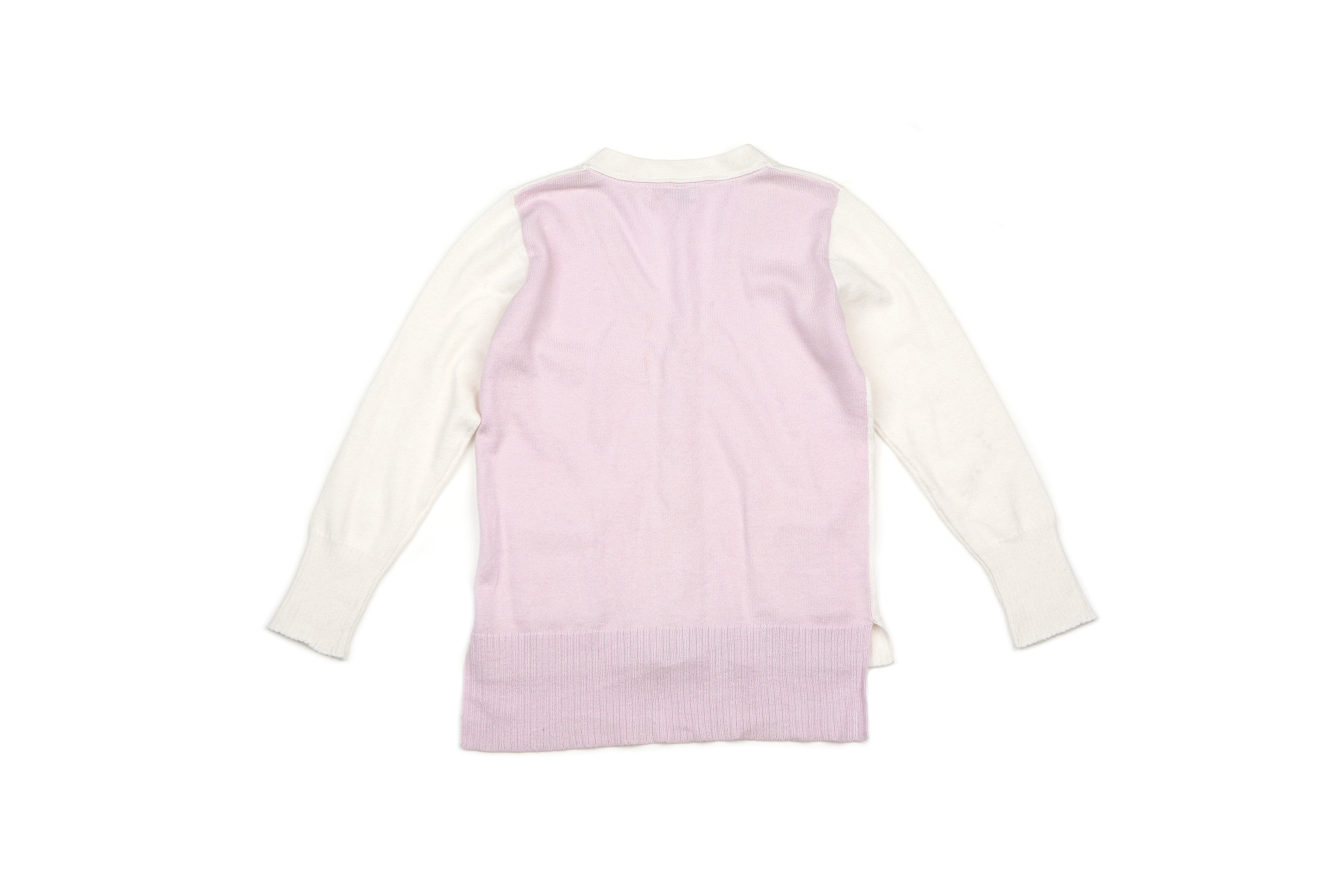 Sam V Neck Cardigan Bicolor - White / Pink