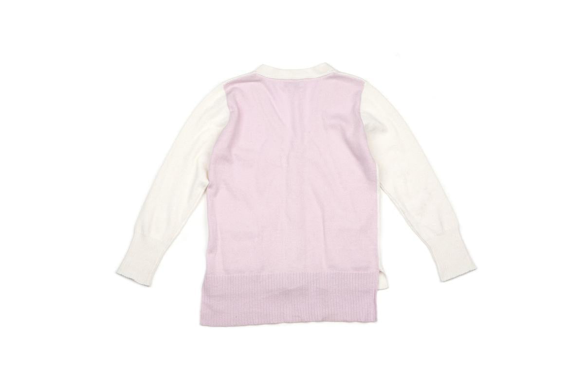 Sam V Neck Cardigan Bicolor - White / Pink