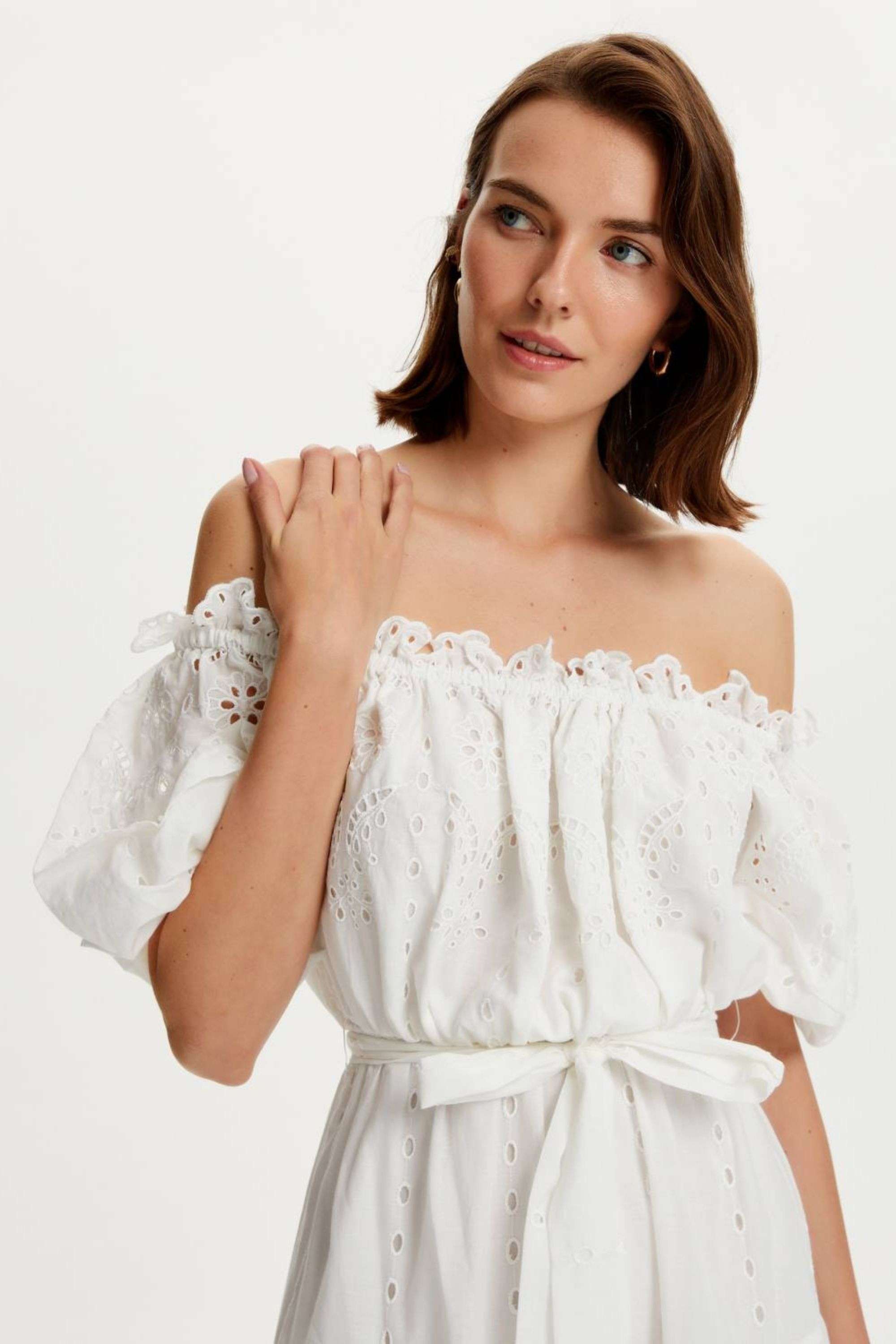 Embroidery Long Dress - off-white