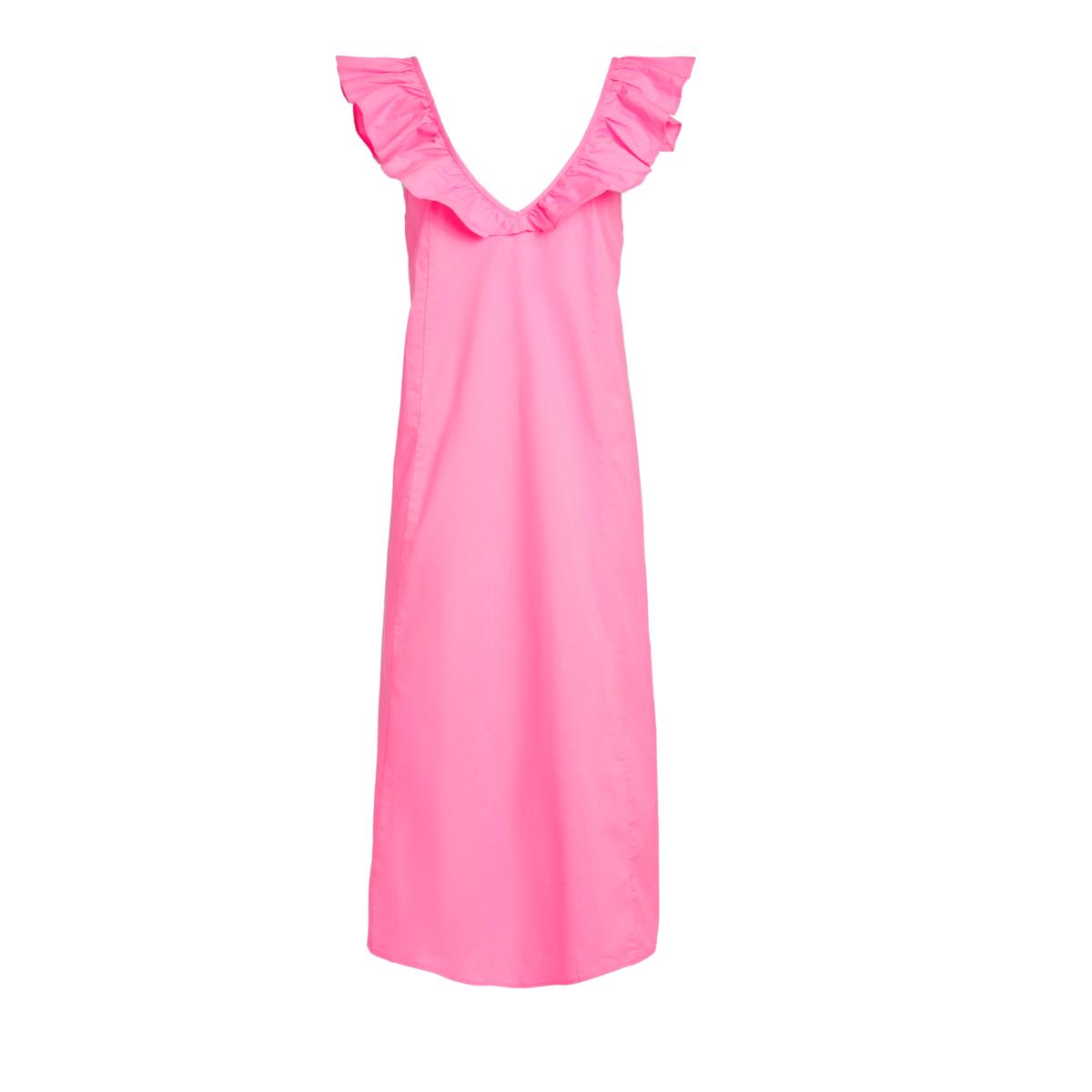 Erin Ruffle Midi Dress - Peony Pink