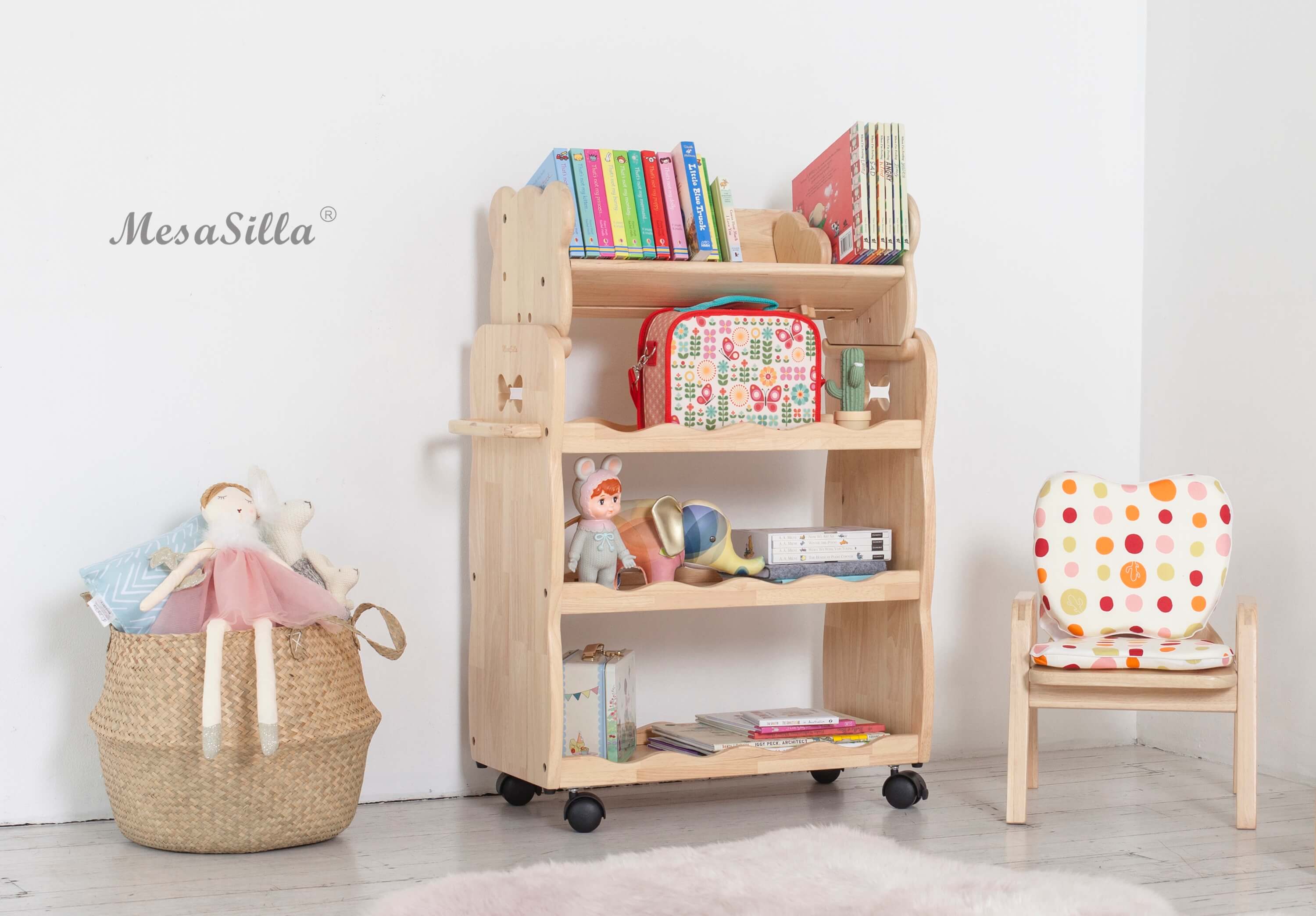 Mesasilla Solid Wood Trolley with 3 Tiers and Lockable Casters MesaSilla USA