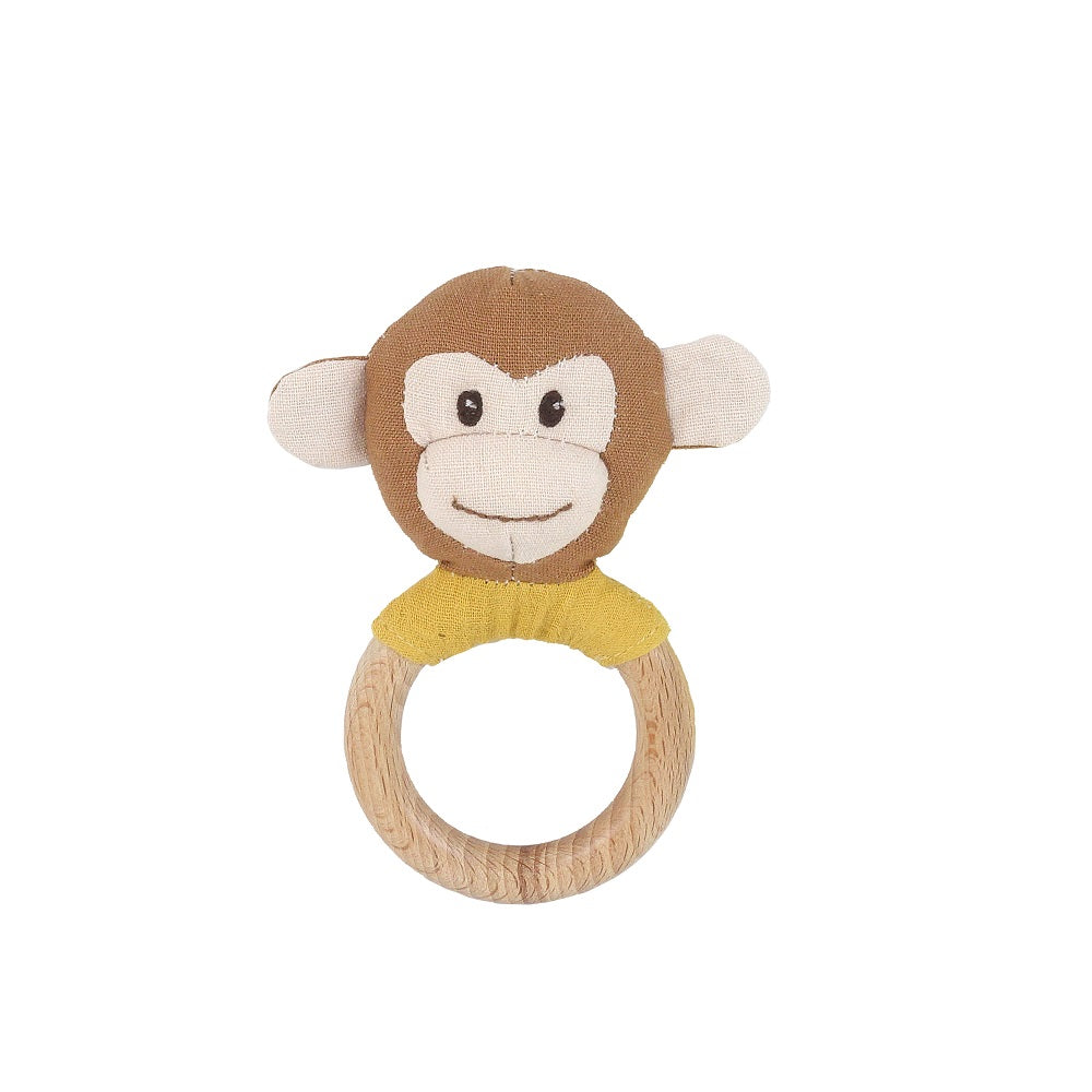 Linen Monkey Wood Rattle