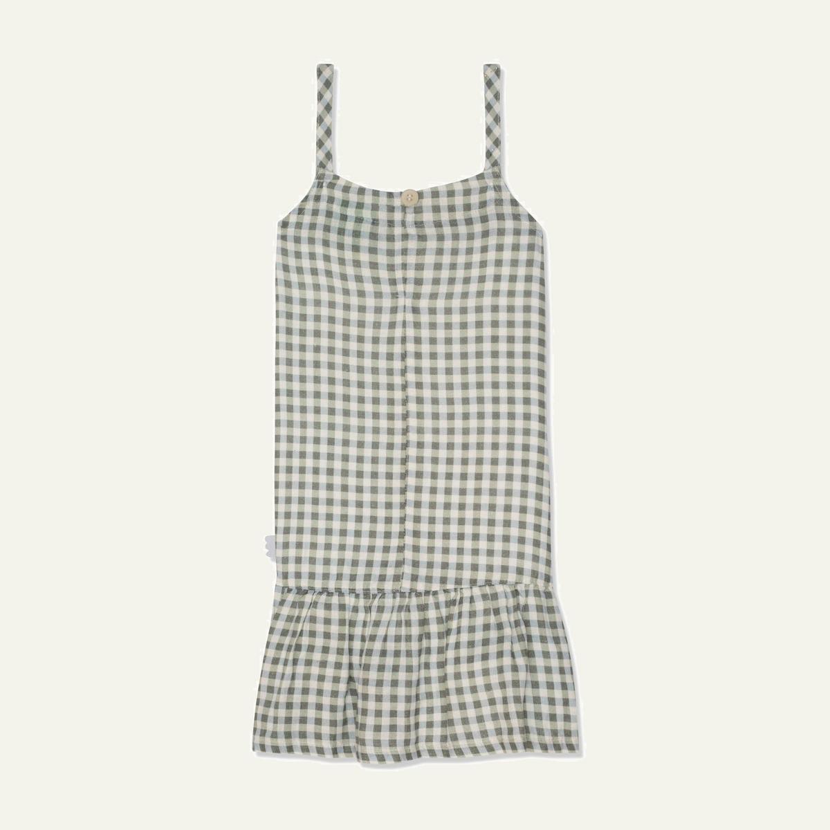Blue Gingham Linen Kid Dress - Natural/faded Denim
